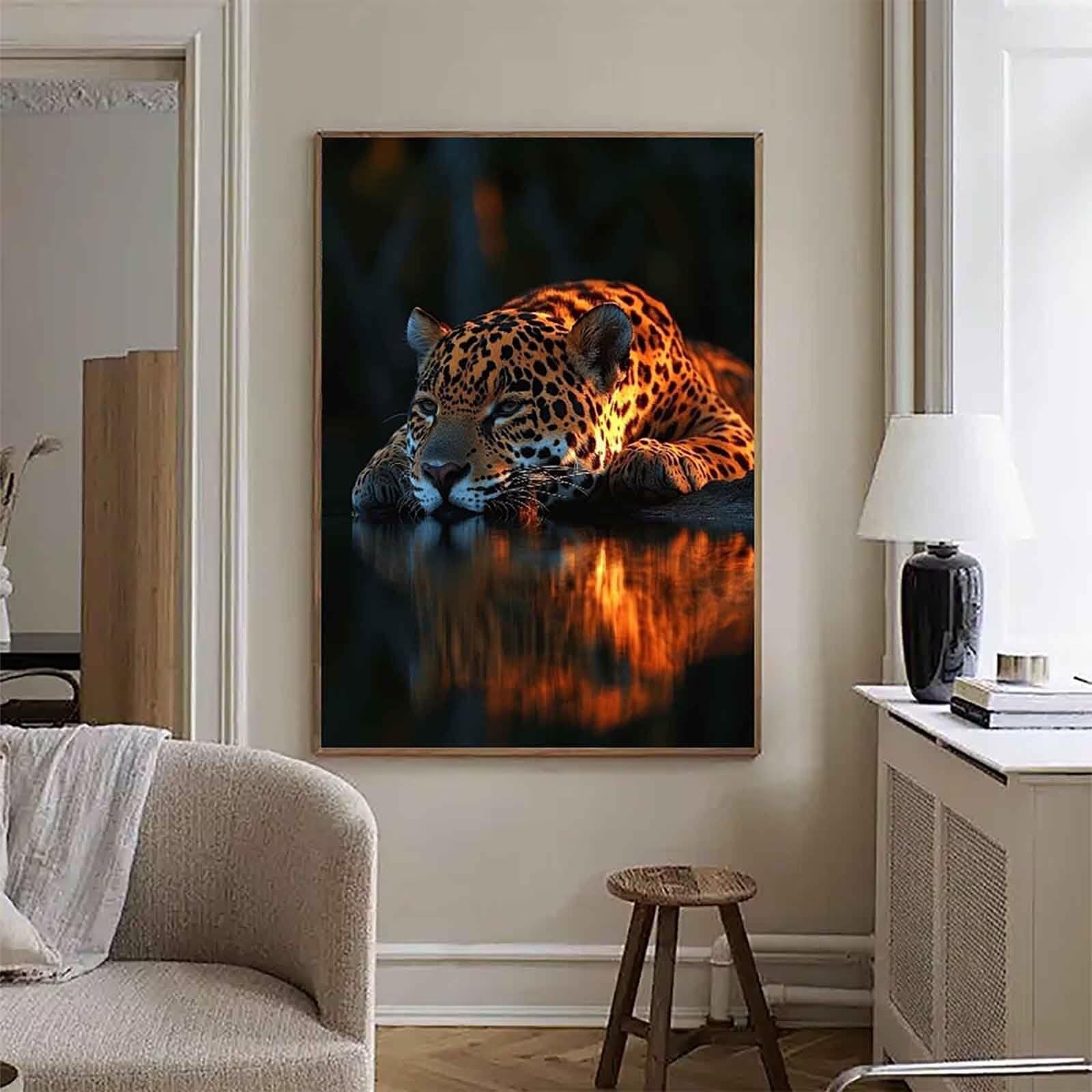 Diament Malarstwo Leopard Diamentowe Malarstwo Zwierzę Diament Malarstwo Dorośli Początkujący 5D DIY Diamentowy Ścieg Krzyżowy DIY Dorośli Zestaw do Dekoracji Domu, Prezent Kobiety 100x135CM