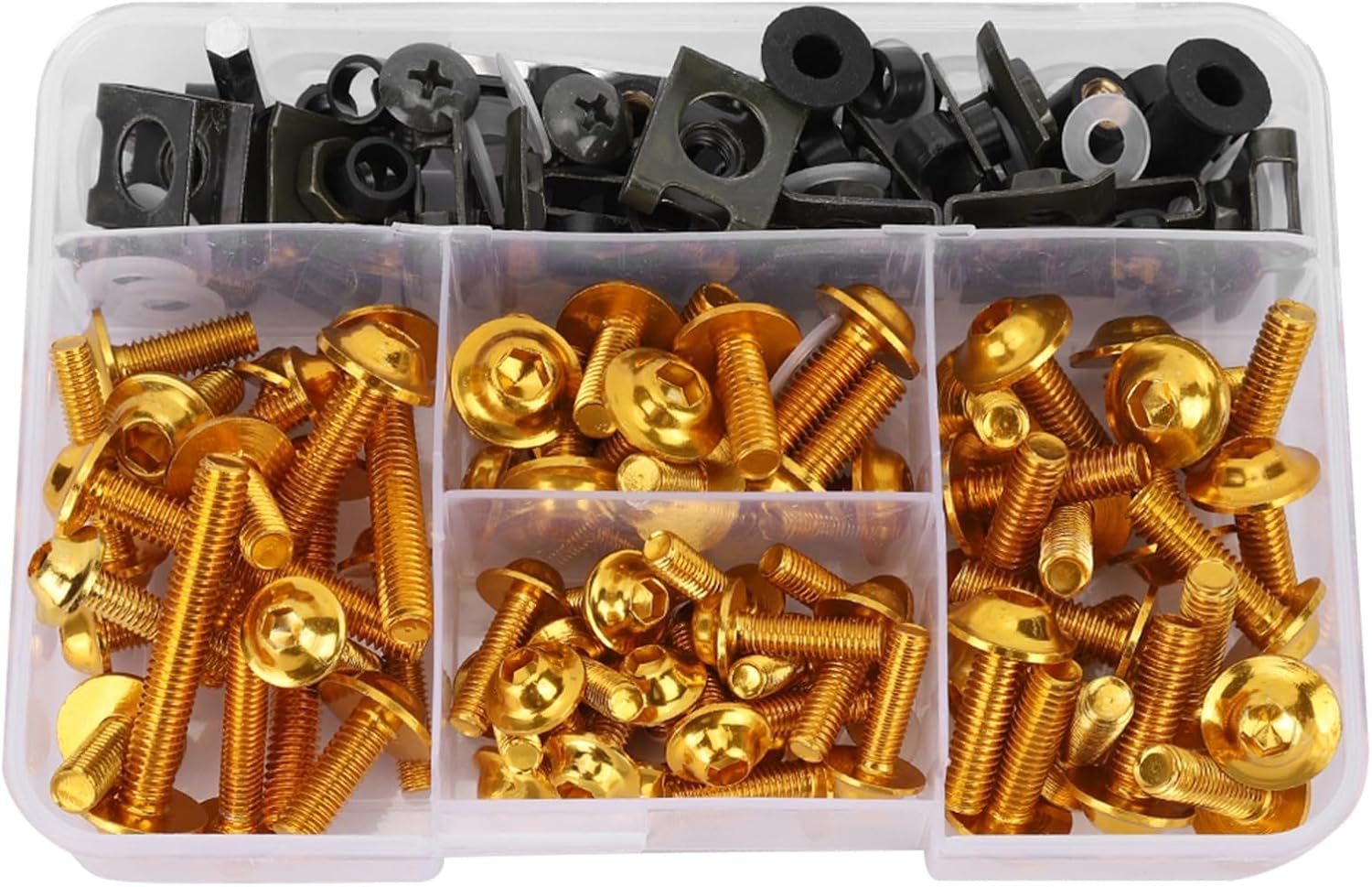 Bolt Kit Gorgeri Screws Bolt 177pcs Universal Motorcycle Screws Fairing Bolt Kit M5 M6 Fit for Sportbikes Gold Fairing Bolt Kit Motorcycle Screws Gold Screw Kit Anodized Screws