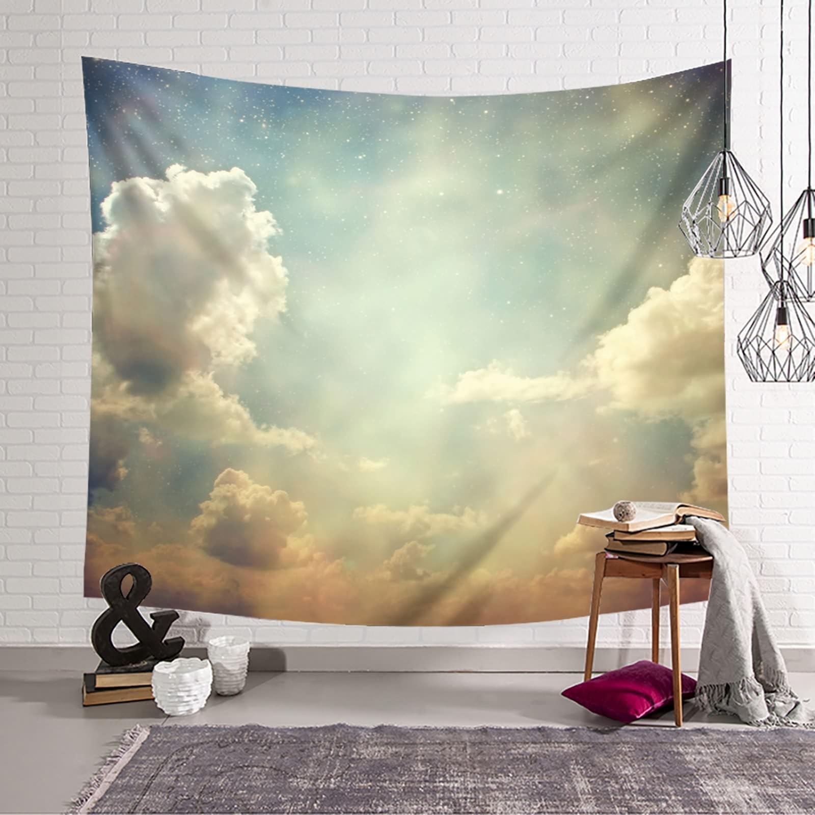 Tapiz de pared de 200 x 200 cm, para salón, dormitorio, color gris y blanco