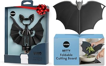 Bundle of 2! - OTOTO Vino 2-in-1 Bottle Opene + Batty Plastic Cutting Board, Cute Kitchen Gadgets, Cute Gifts