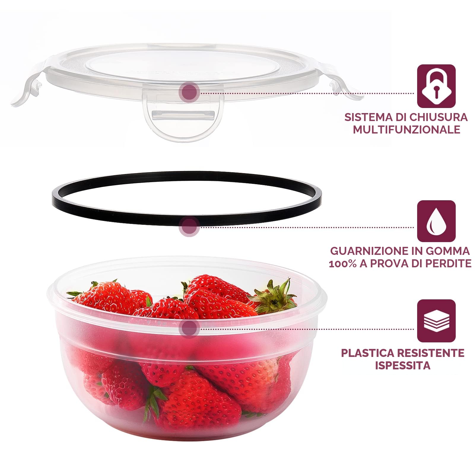 Jim's Store Set di Contenitori Ermetici 30 Pezzi, Contenitori per Alimenti (15 contenitori,15 coperchio) a Prova di Perdite Adatto per Cucina Frigo a Microonde