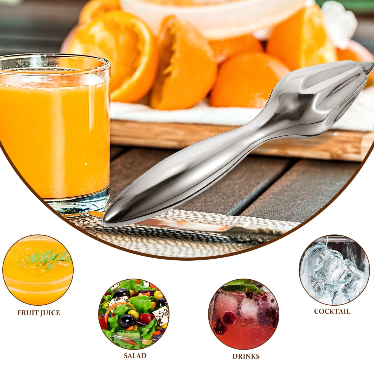 IMIKEYA Stainless Steel Citrus Reamer Lemon Hand Juicer Beech Wood Handheld Citrus Juicer Manual Lemon Juicer Easy to Hold Kitchen Juicing Tool Juice Reamer for Daily Home Bar Cafe Restaurant - Image 6