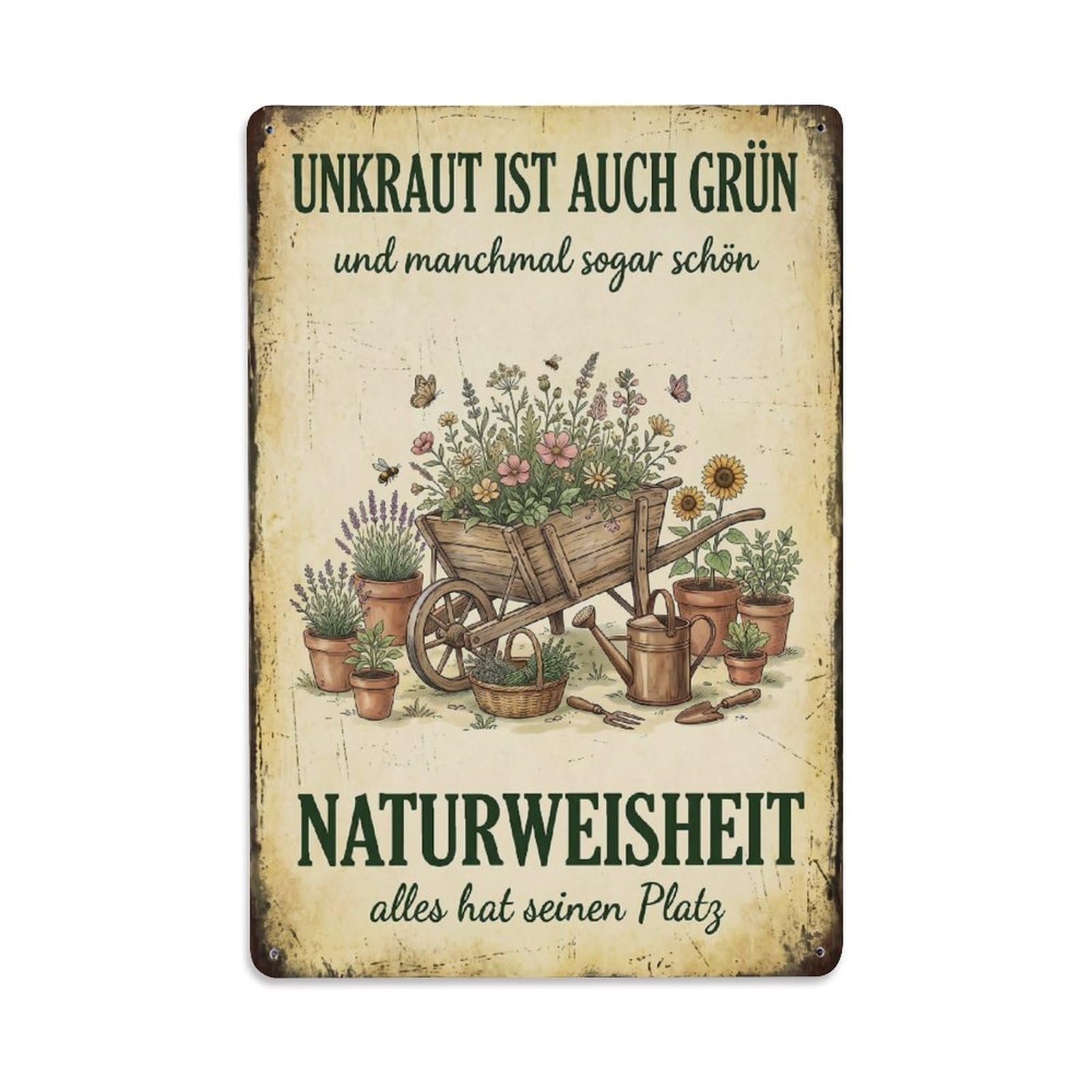 Vintage Funny Garden Weed Wisdom Rustic Gate Graceful Metal Tin Sign Plaque Wall Decor for Cafe, Club Bar, Office, Garden Metal Poster 8x12Inch
