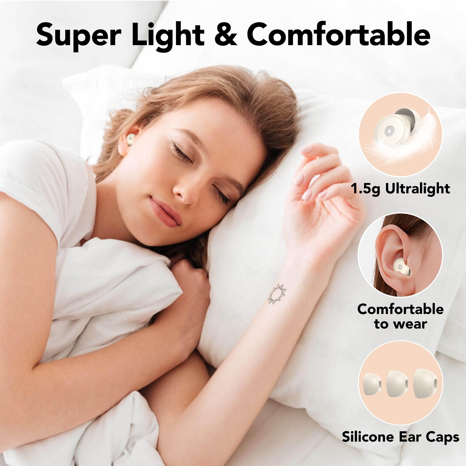 Tapones para los oídos de 45 dB para reducir el ruido mientras se duerme, para dormir, estudiar y viajar: tapones de silicona suaves y reutilizables, 8 unidades incluidas, con estuche de almacenamient
