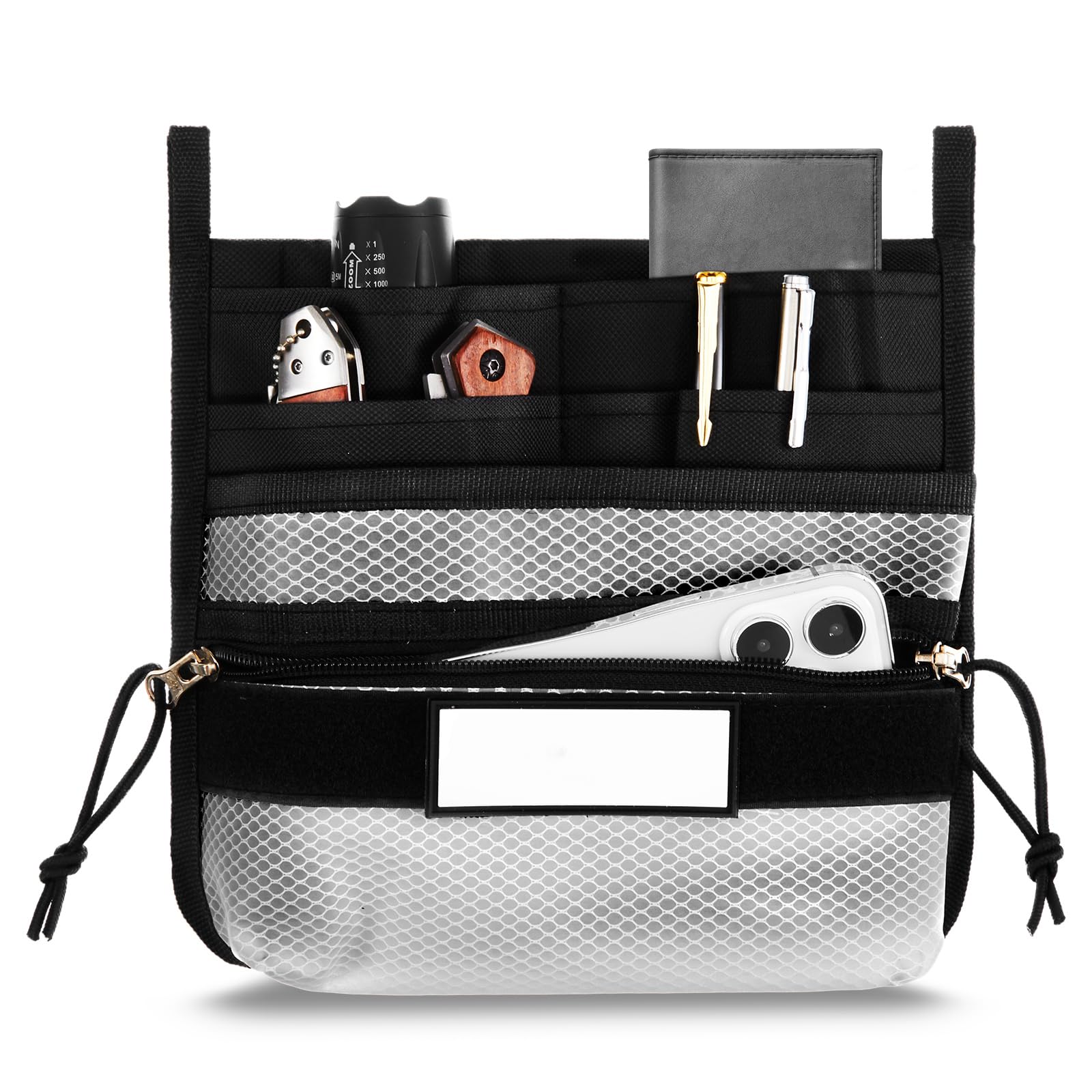 Aliceset Tactical Molle Admin Pouch, Utility EDC Pouch, Large Pocket Organizer, Tactical Bag Insert Panel with ID Patch, Molle Panel Accessories for Backpack, Hook and Loop Attachment-picture-10