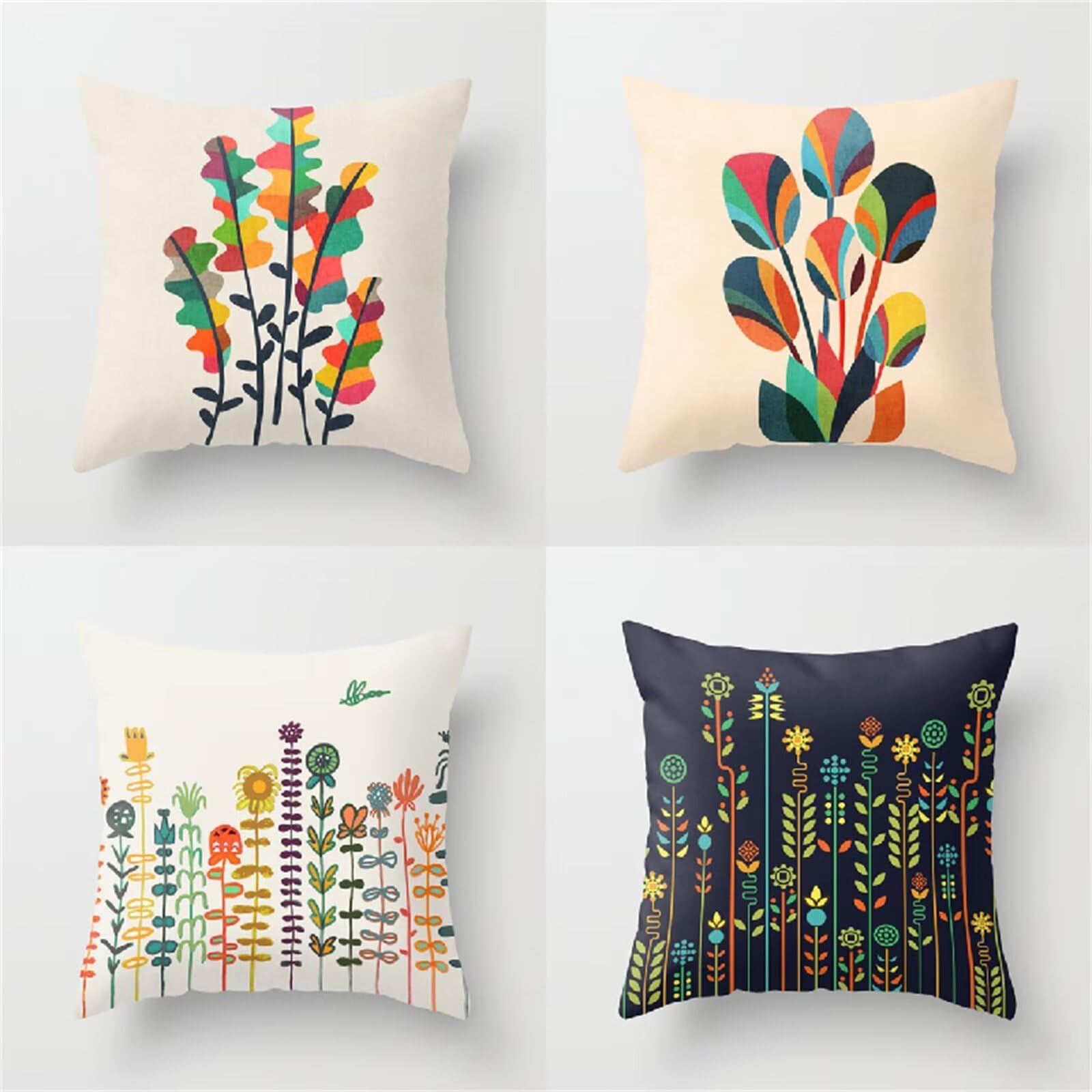 Federe Cuscini Divano 65x65cm,Set di 4 Fiori colorati Cuscini per Divano,Quadrato Doppio Lato Lino Esterni Copricuscini Divano,per Divano Soggiorno Sedia Letto Decorativo Cuscini Divano ZW1-93