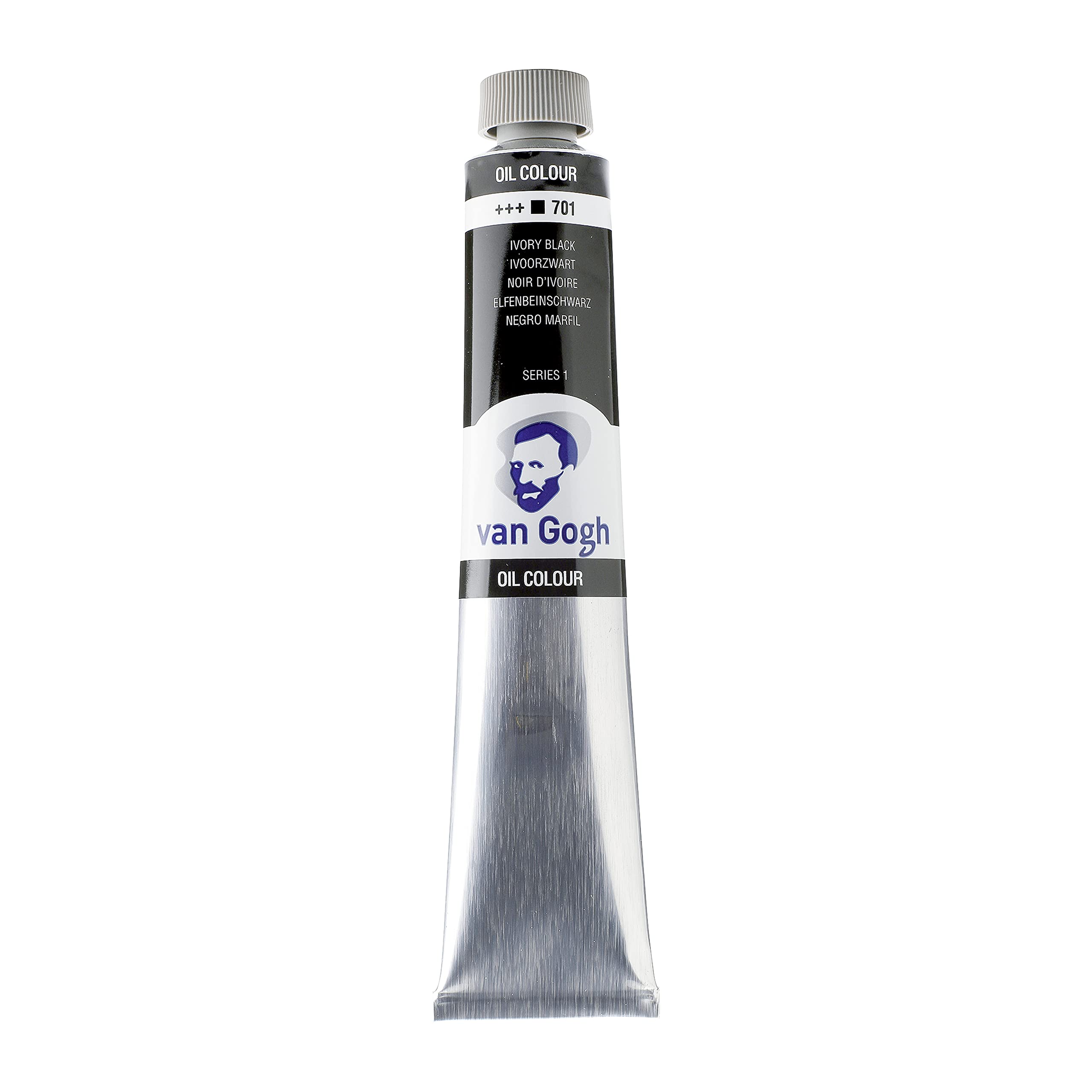 Van Gogh Ivory Black Oil Colour - 701 Oil Paint 60 Ml Tube - High Pigmentation & Tinting Strength - Lightfastness +++ - Ideal For Artists & Students