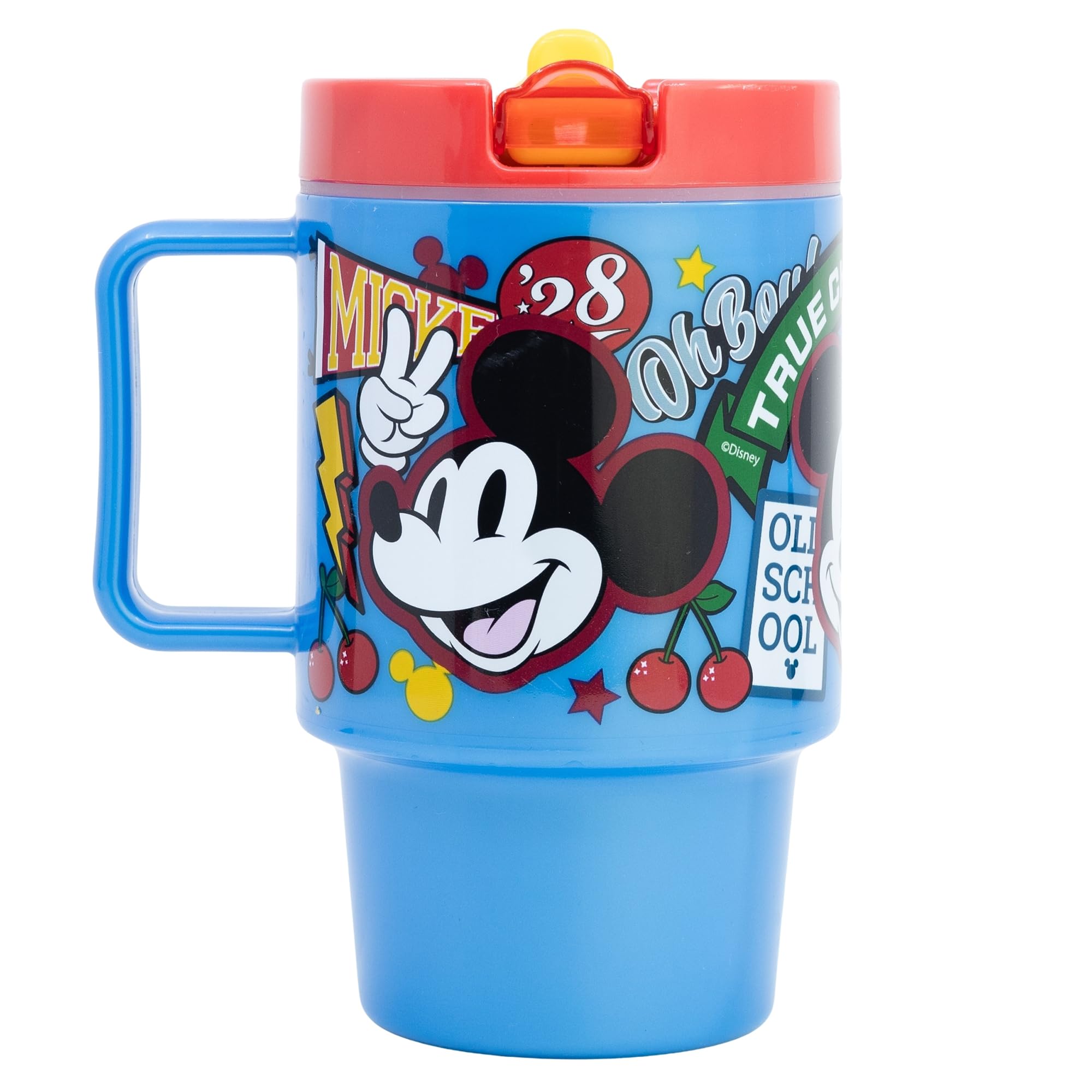 530ml Mickey Plastic Mug with Lid, Blue, 11.7 cm x 15.1 cm - Image 2