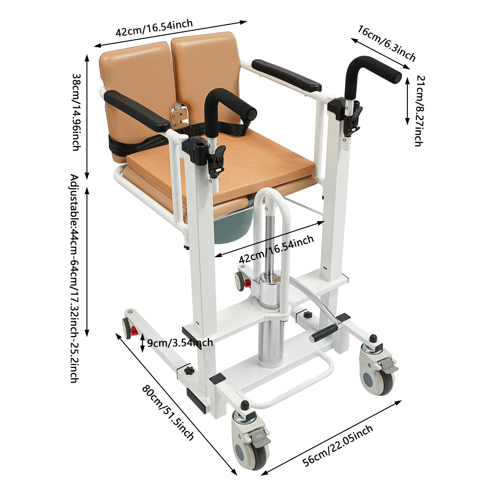 Silla elevadora hidráulica para personas mayores, asiento dividido a 180°, ancho del asiento: 42 cm, hasta 100 kg, capacidad de carga, altura ajustable y plegable, silla de inodoro multifunción con