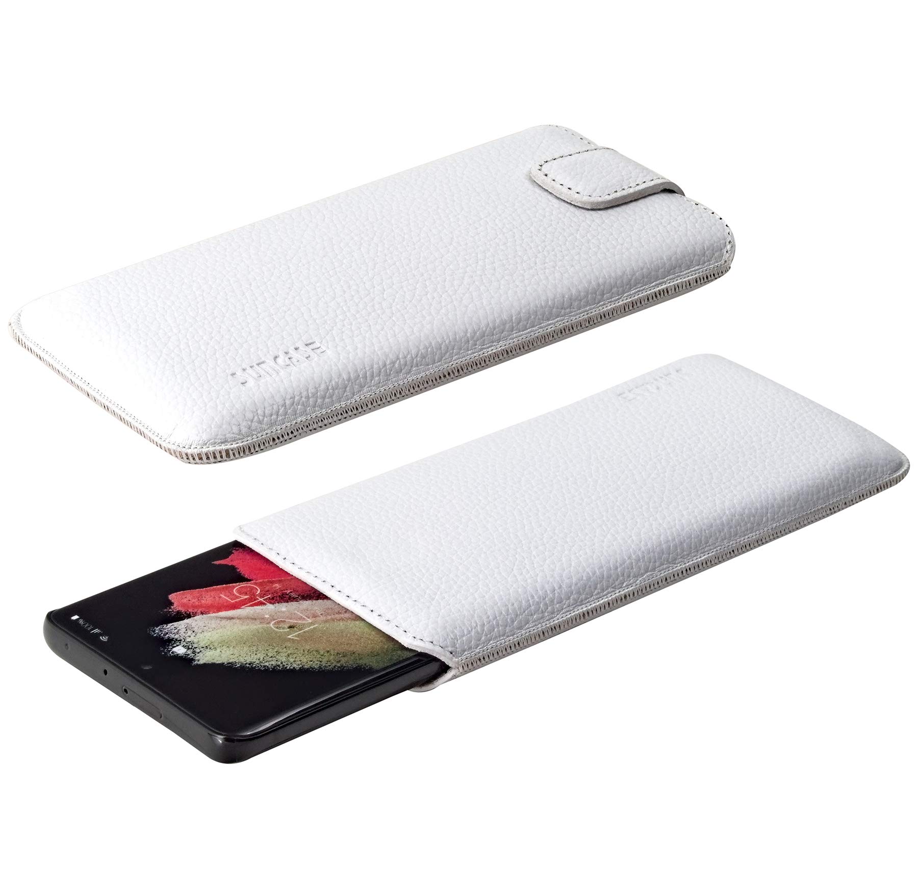 Suncase Custodia In Vera Pelle *Slim-Edition* Con Linguetta Di Estrazione – Colore Caffè Anticato, Realizzata A Mano In Europa