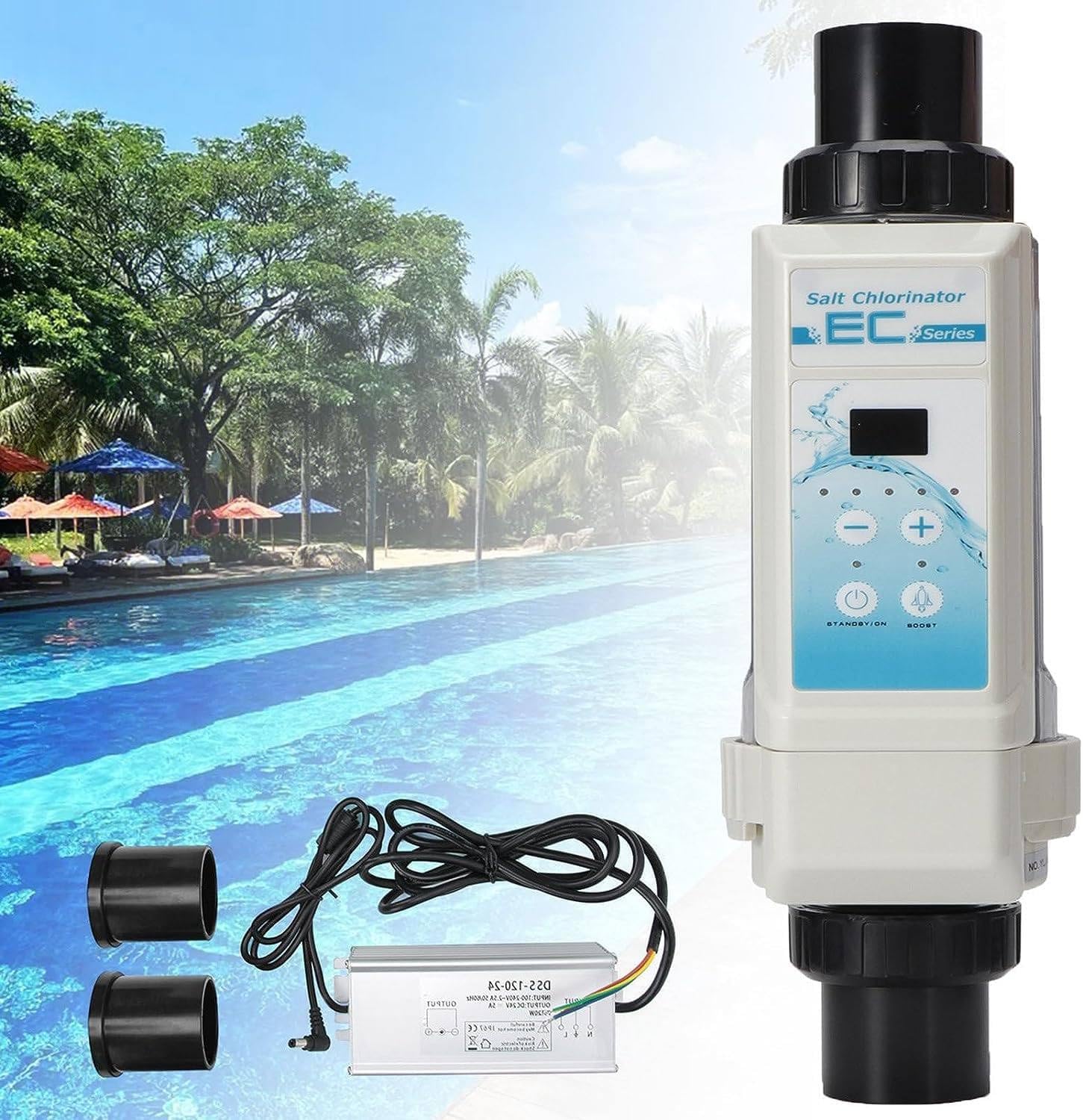 ROEFETY Salt Chlorine Generator System for Inground Pools,with Smart Adjustment 12g/h