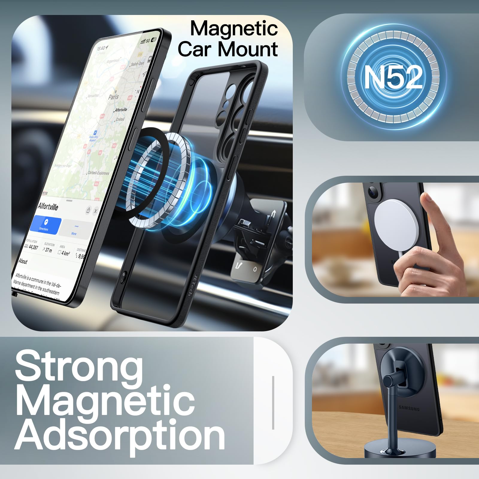 JETech Cover Magnetica per Samsung Galaxy S26 Ultra, Compatibile con MagSafe, Protezione Completa dell'Obiettivo della Fotocamera, Custodia Antiurto con Retro Opaco Traslucido (Nero)