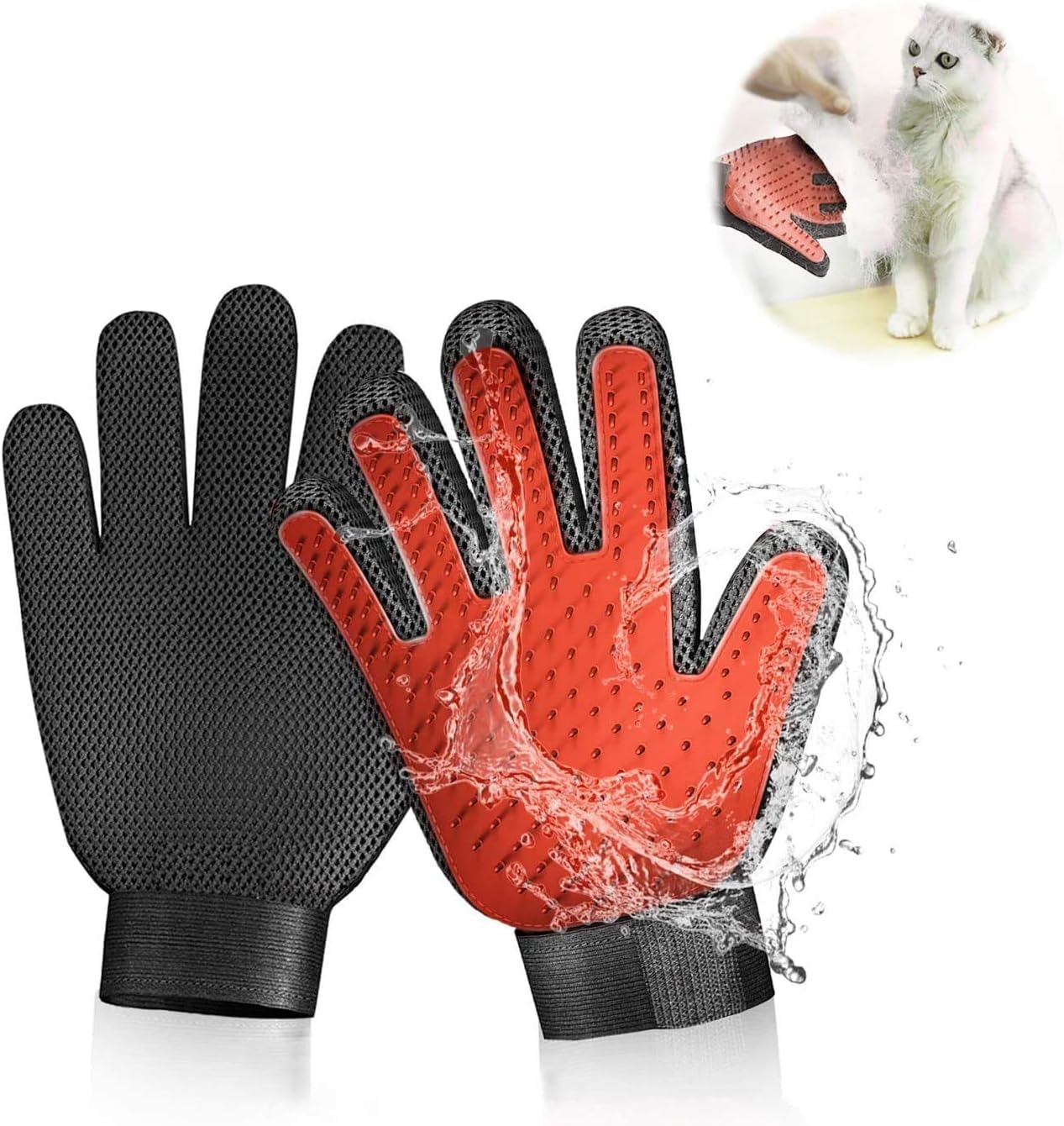 Pet Grooming Glove for Dogs & Cats, Hair Remover De-Shedding Brush Mitt with Five Finger Design - Image 4