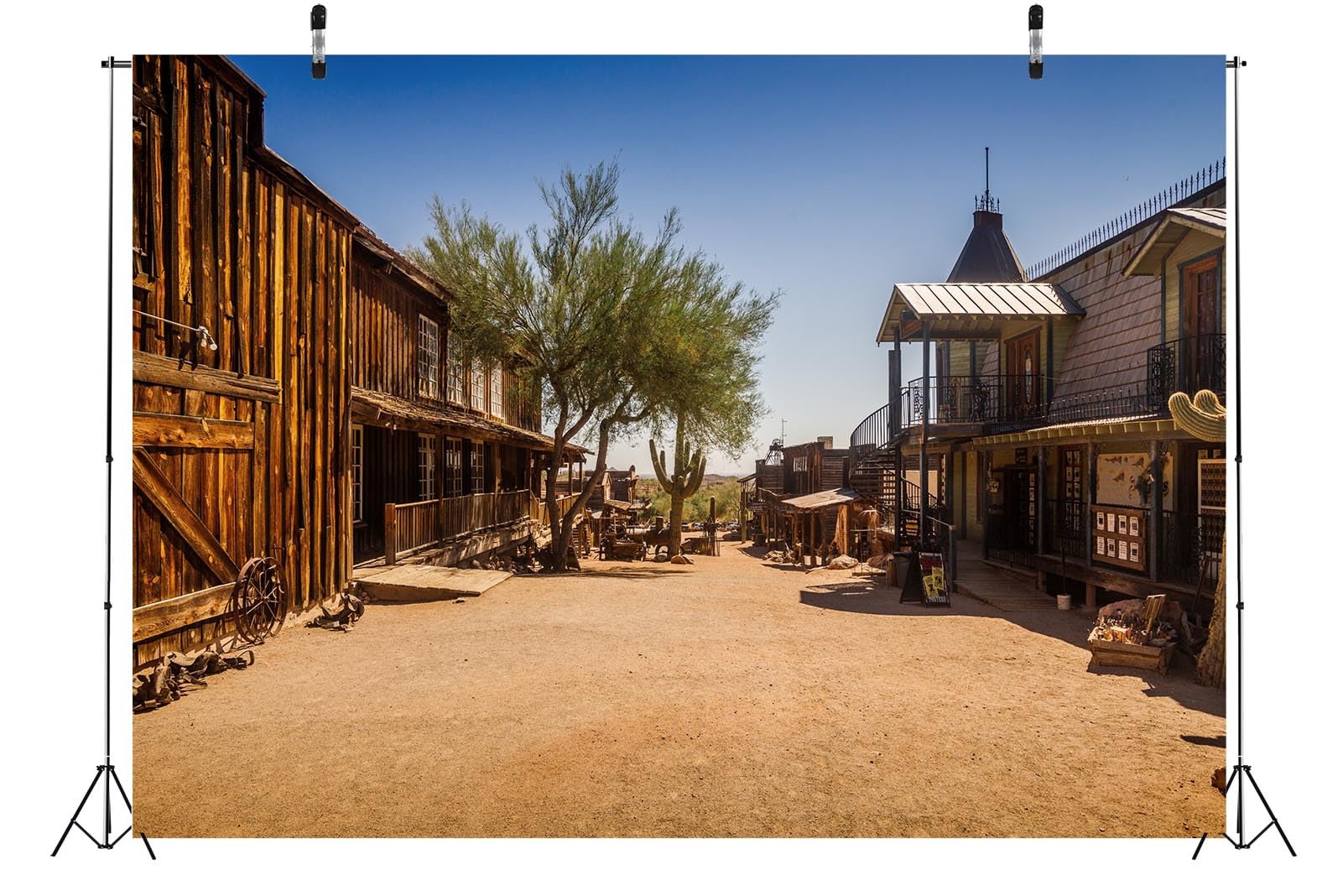 10x8ft Western Town Hall Backdrop - Wild West Ghost Town Photography Background For Parties
