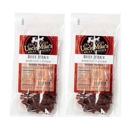 Uncle Mike's Beef Jerky Snacks - Gluten Free, 2 Bags, Tasty Original Flavor