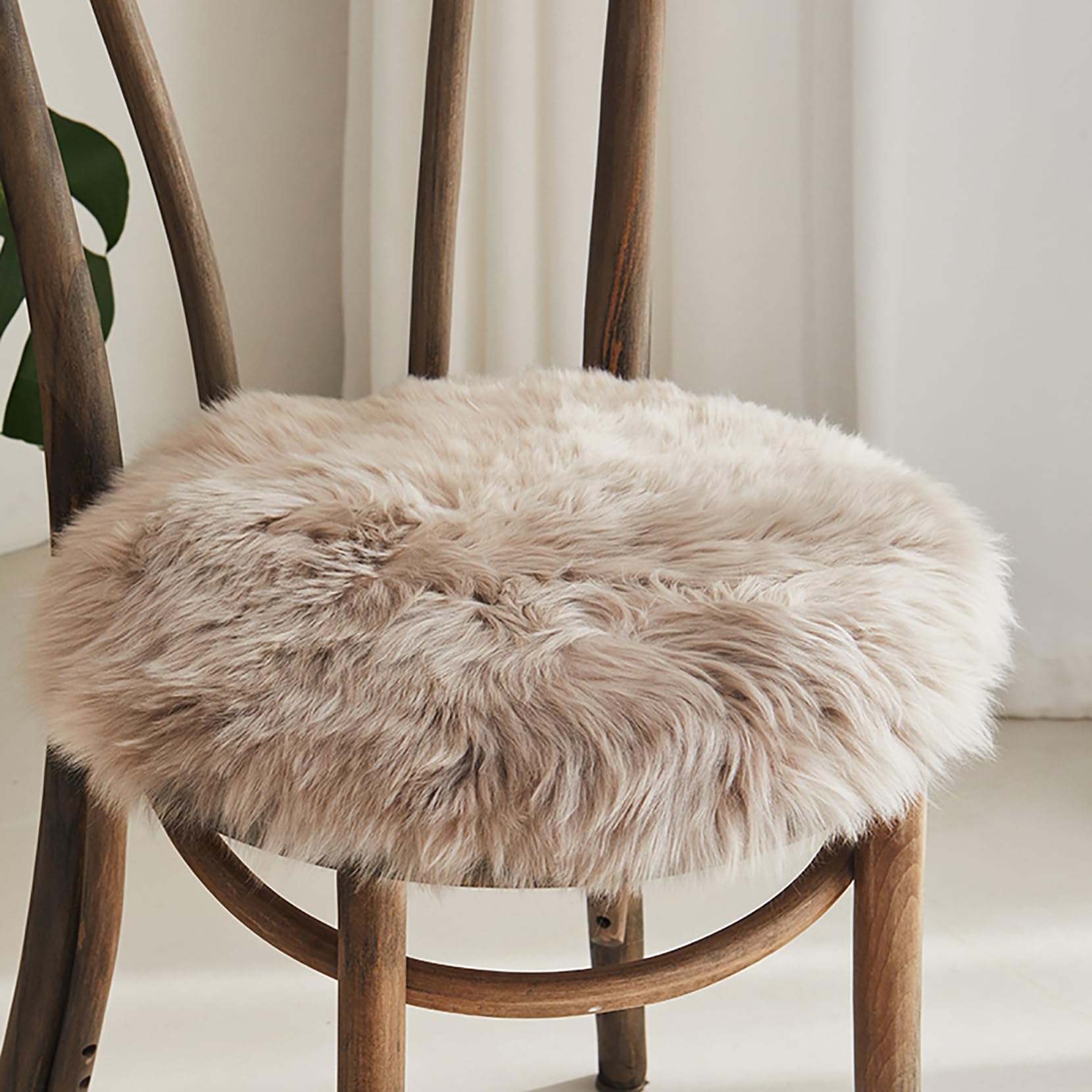 Hc&Wt D Luxury Sheepskin Seat Cushion - 100% Pure Wool, Thick Fur, Soft & Comfortable - Ideal For Office Chair, Car Seat, Or Home Sofa - Roun Shape Seat Pa (,Splicing 35Cm)