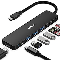 BENFEI Hub USB C 7in1, Adattatore multiporta USB-C HUB con HDMI(4K@60Hz Certificato), 100W Power Delivery, 3*USB 3.0, Lettore Schede SD, TF (160MB, s) per iPhone 15 Pro, Max MacBook iPad Pro iMac S23 XPS17