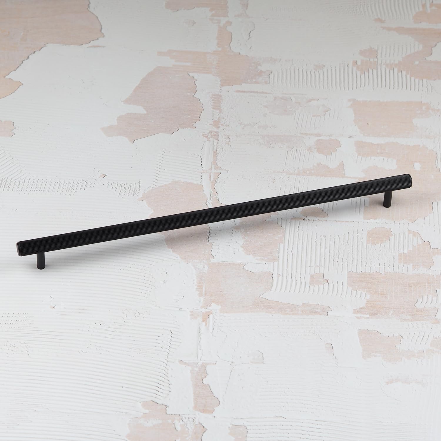 320mm Matt Black Cabinet Pull Textured Grooved Kitchen Cupboard Door Drawer Pull Bathroom Bedroom Wardrobe Furniture Replacement from B&Q