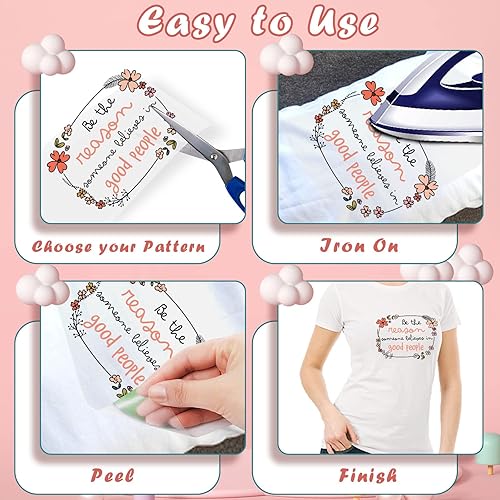 Miniatura 6 de 14 calcomanías de vinilo para planchar con flores vintage, parches de vinilo HTV para transferencia de calor, calcomanías para ropa, sombreros,