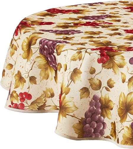 Violet Linen Mantel de viñedo europeo beige redondo de 60 pulgadas