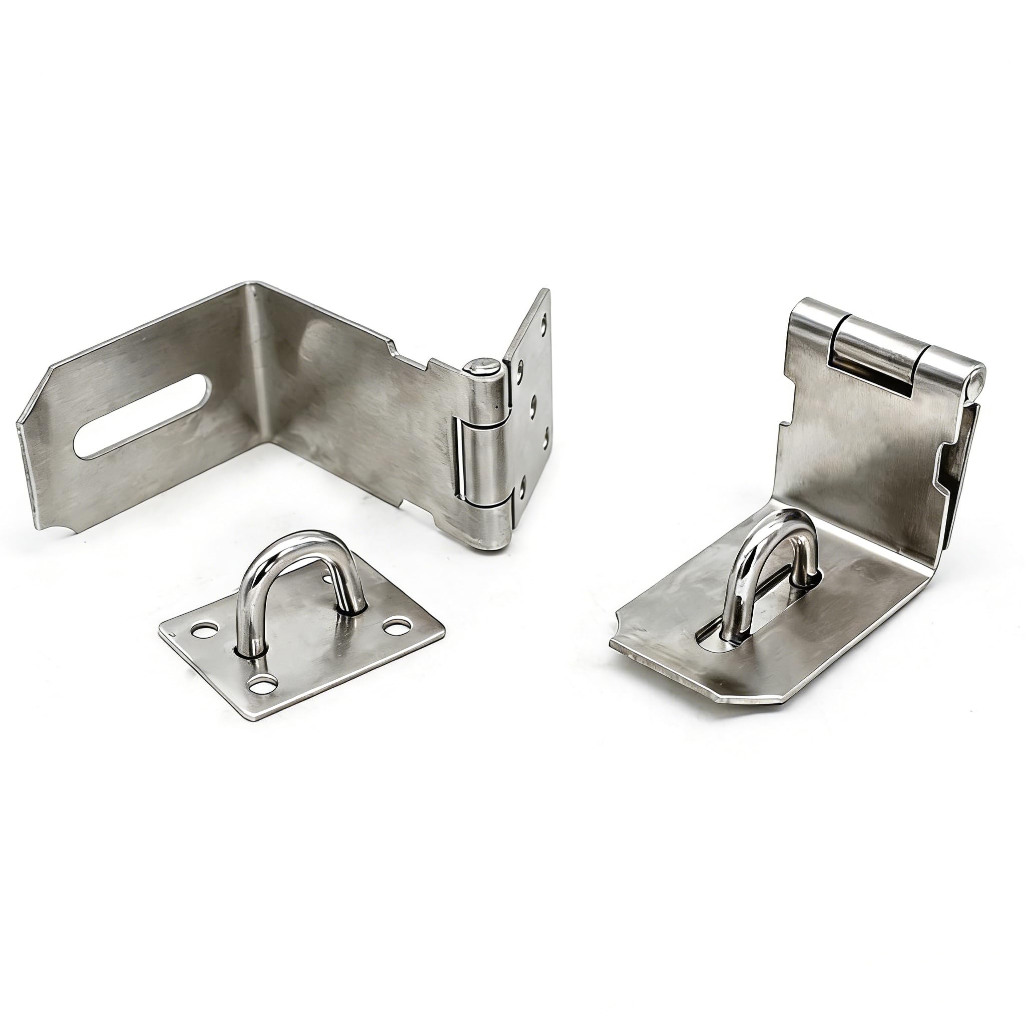 Heavy Padlock Hasp Duty, Scrocco Hasp per porta a 90 gradi, Chiusura a scatto con angolo di sicurezza in acciaio inox per Push/Sliding/Barn Door, Nichel satinato a più spessore