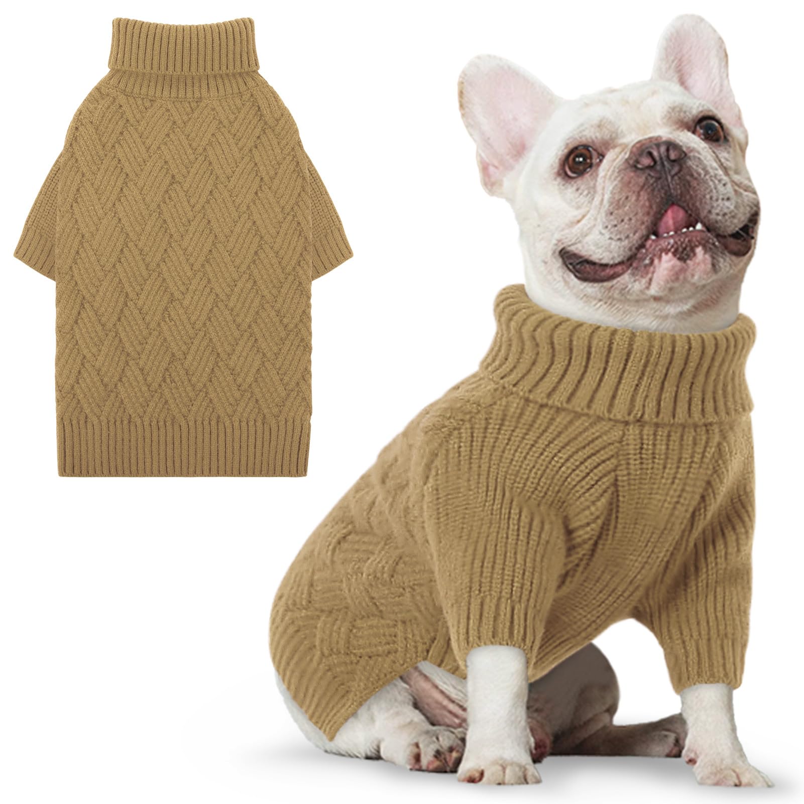 AOFITEE Small Dog Jumper, Turtleneck Jumpers for Small Dogs Male Warm Dog Winter Jumper Girl Boy