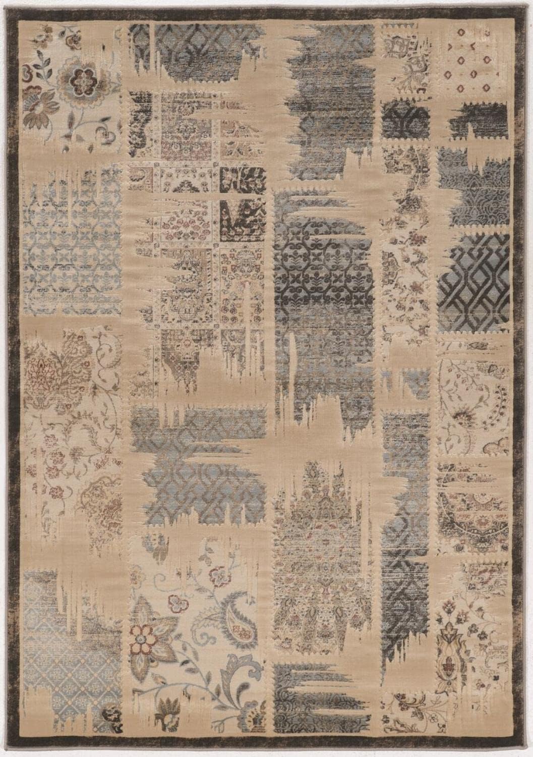 Linon RUGBYJ1181 Jewel Collection Jewell Collection Vintage Patch Work 8X10'3", Brown, 8' x 10'4"