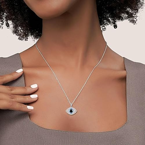 Miniatura 2 de Jewmon Collar de plata de ley 925 contra el mal de ojo para mujer, collar de ojo de pavo de la suerte, joyería de mal de ojo, regalos para mamá,