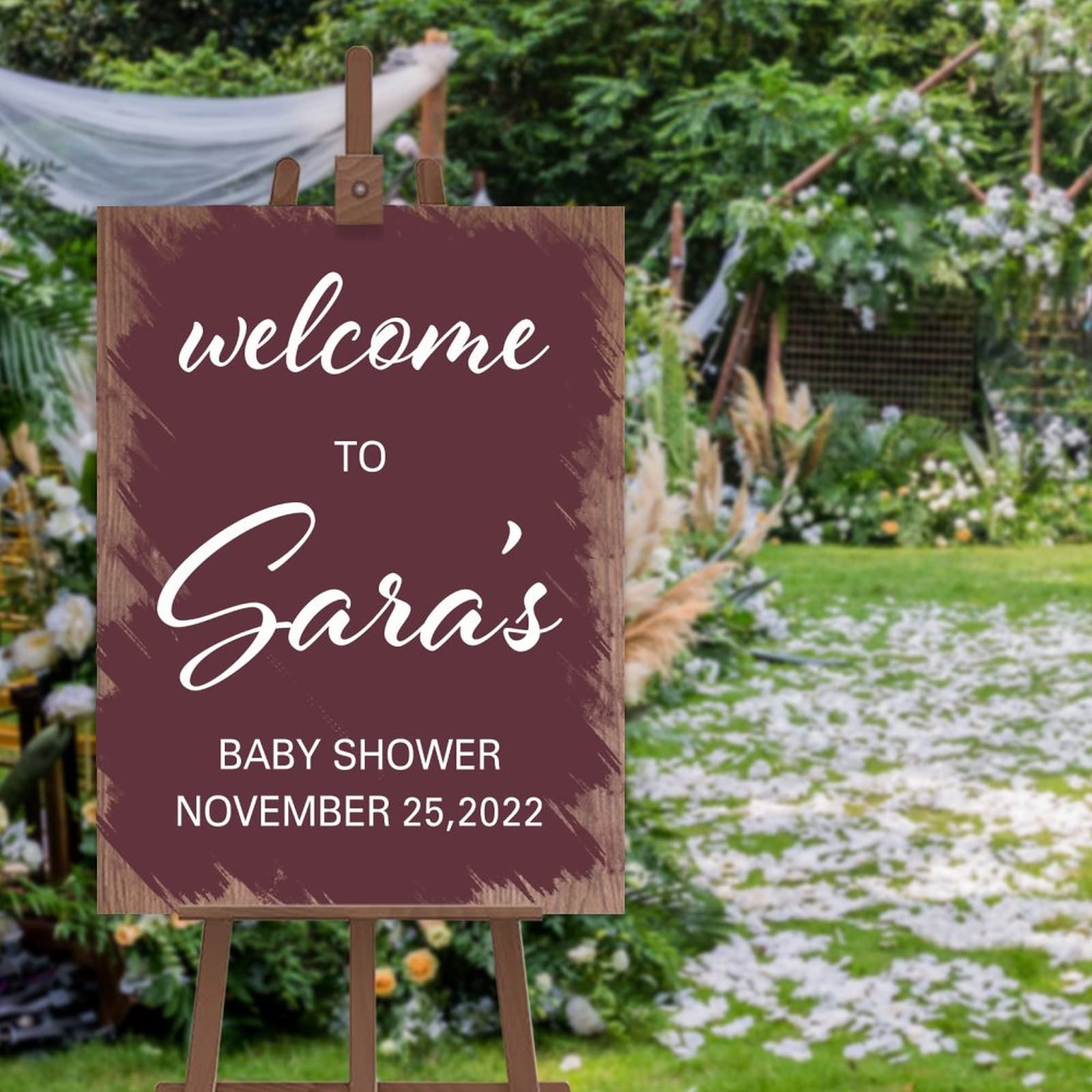 Welcome to Baby Shower ślub znak powitalny dom drewniany znak baby shower plakat spersonalizowany znak ślubny na przyjęcie weselne ceremonia zaręczyny przyjęcie dekoracje 61 x 45 cm