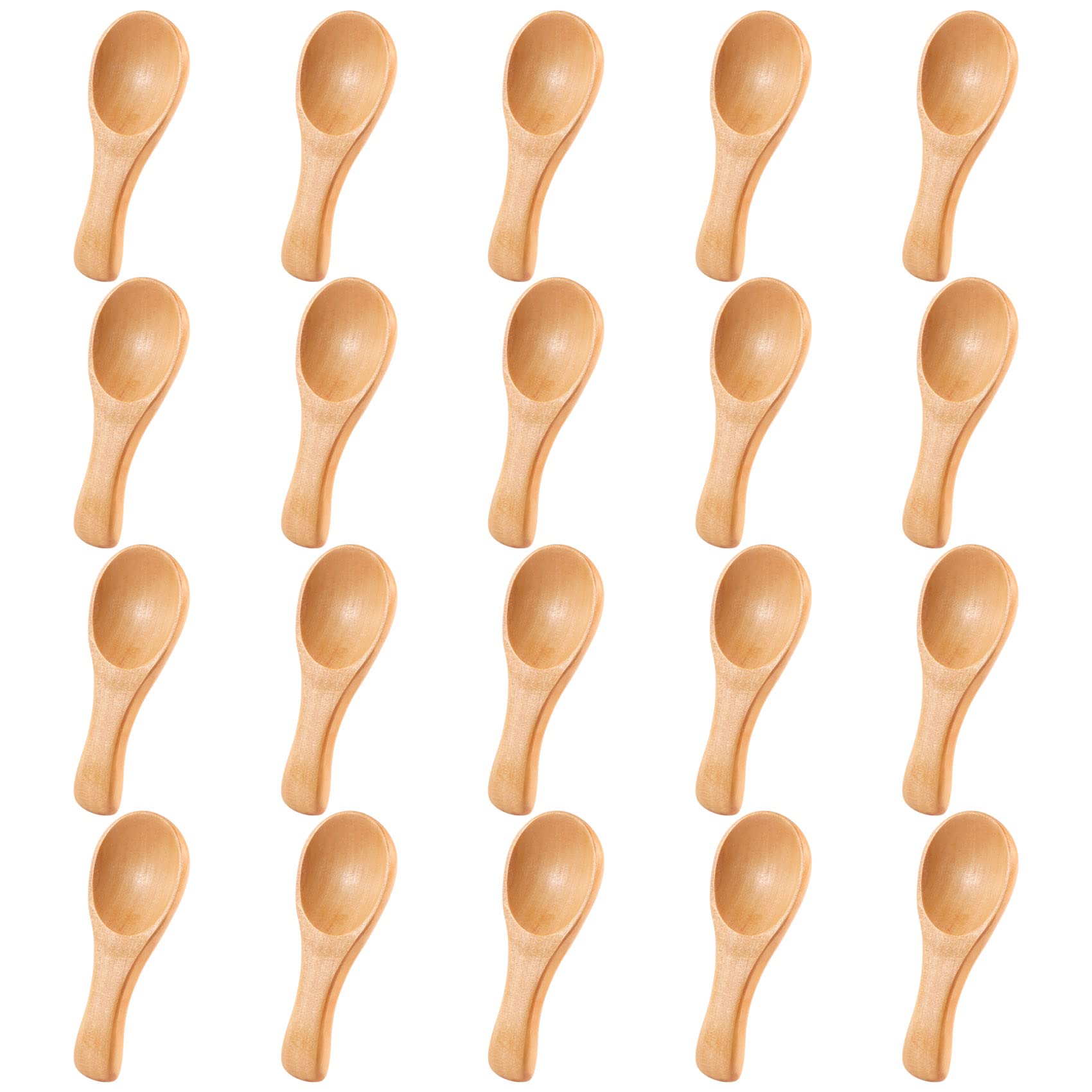 Xnuiasqe Brown Small Wooden Spoons Mini Tasting Spoons Condiments Salt Spoons For Kitchen Cooking Seasoning Oil Coffee Tea Sugar 20Pcs