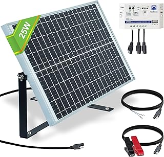 ECO-WORTHY 25 Watts 12V Off Grid Solar Panel Kit Solar Battery Trickle Charger Maintainer: Waterproof 25W Solar Panel + SAE Connection Cable+10A Charge Controller for Car RV Marine Boat 12Volt Battery