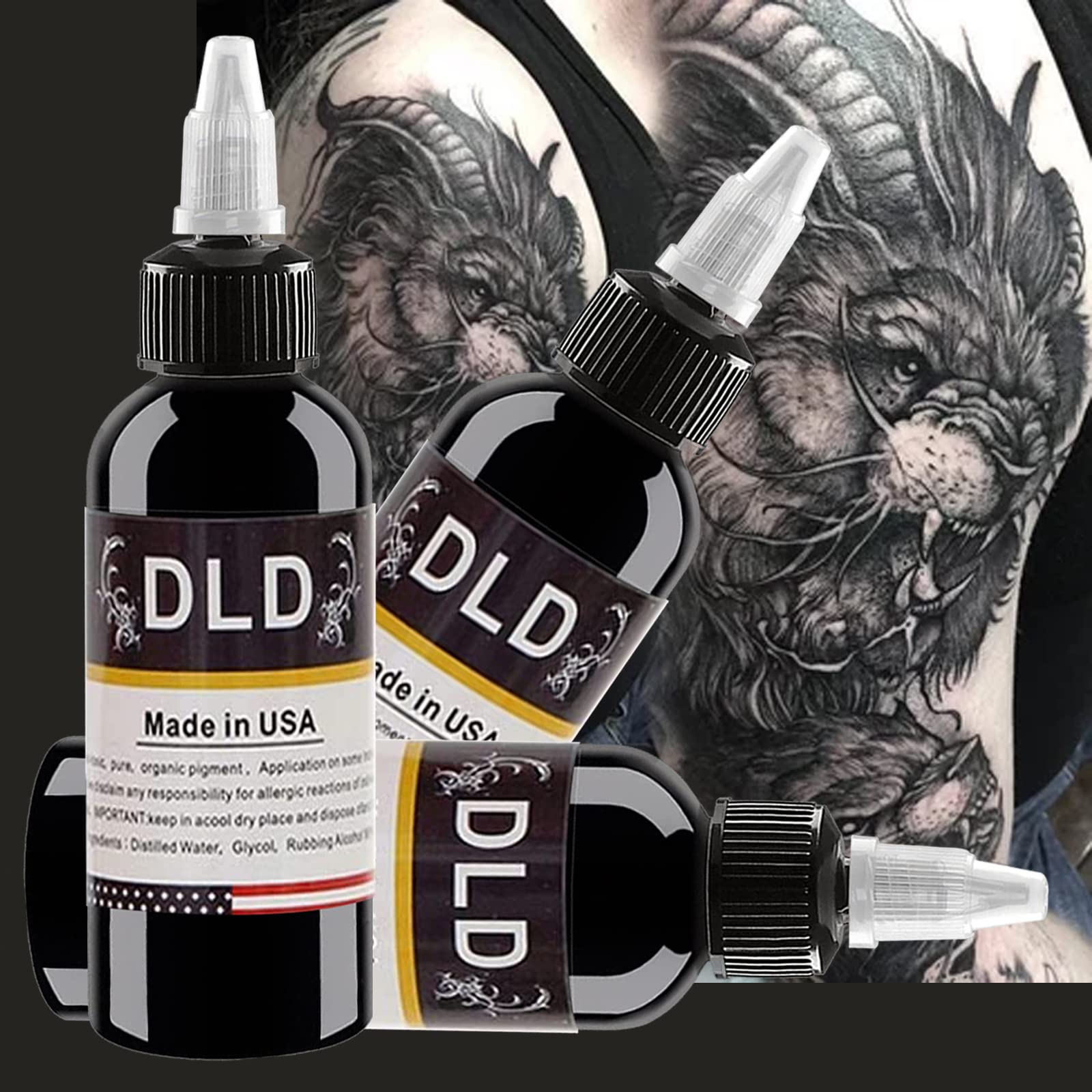 UMIKAkitchenTattoo ink black liner, tattoo ink black stick and stamp, tattoo ink veggie tribal, microblade pigment tattoo ink jet black professional tattoo accessories. (60 ml)