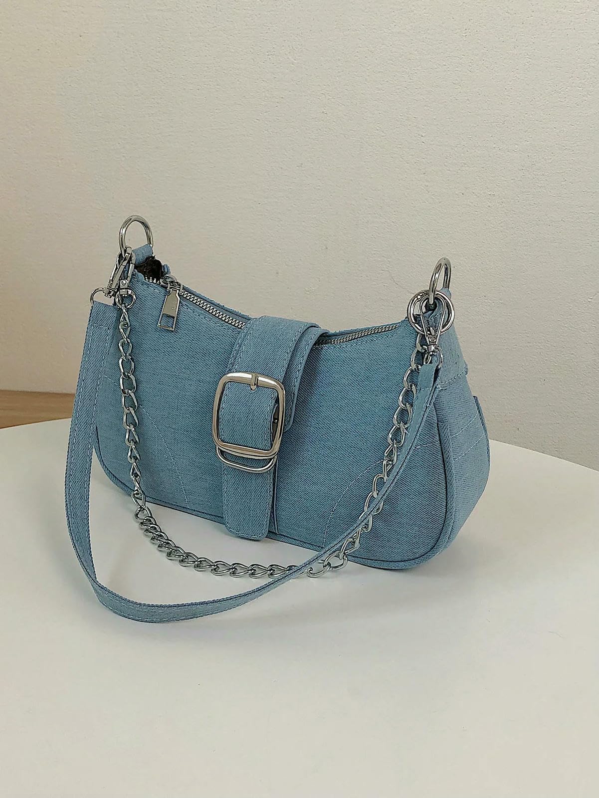 Borsa a Mano Donna Jeans dal Design Piccolo Tracolla in Tela Nuova da Donna-Blu Profondo