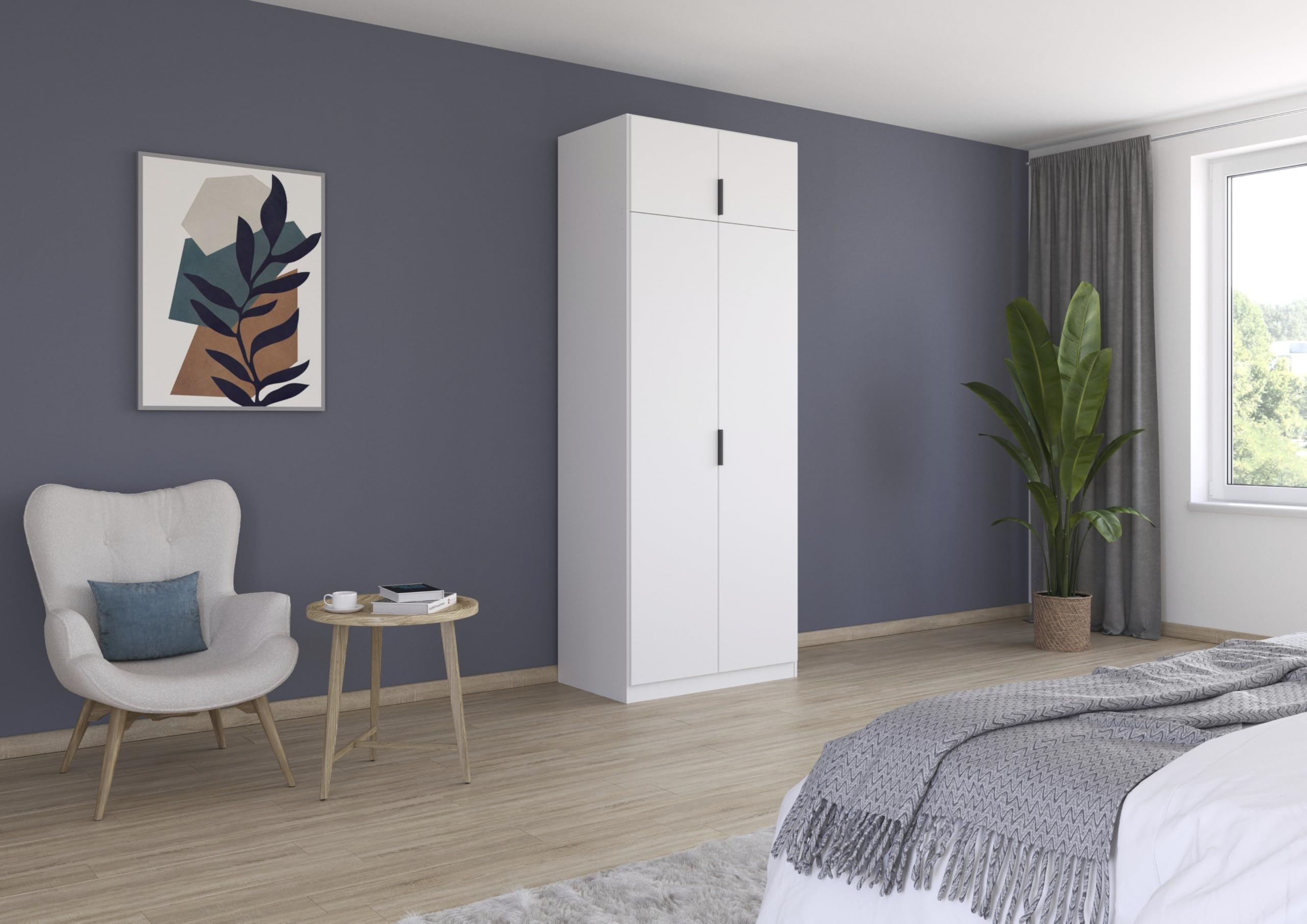 Rauch Möbel Lagoa, Kleiderschrank, Garderobe für Schlafzimmer, Kinderzimmer, Jugendzimmer 4-türig, Farbe Weiß, Breite 91