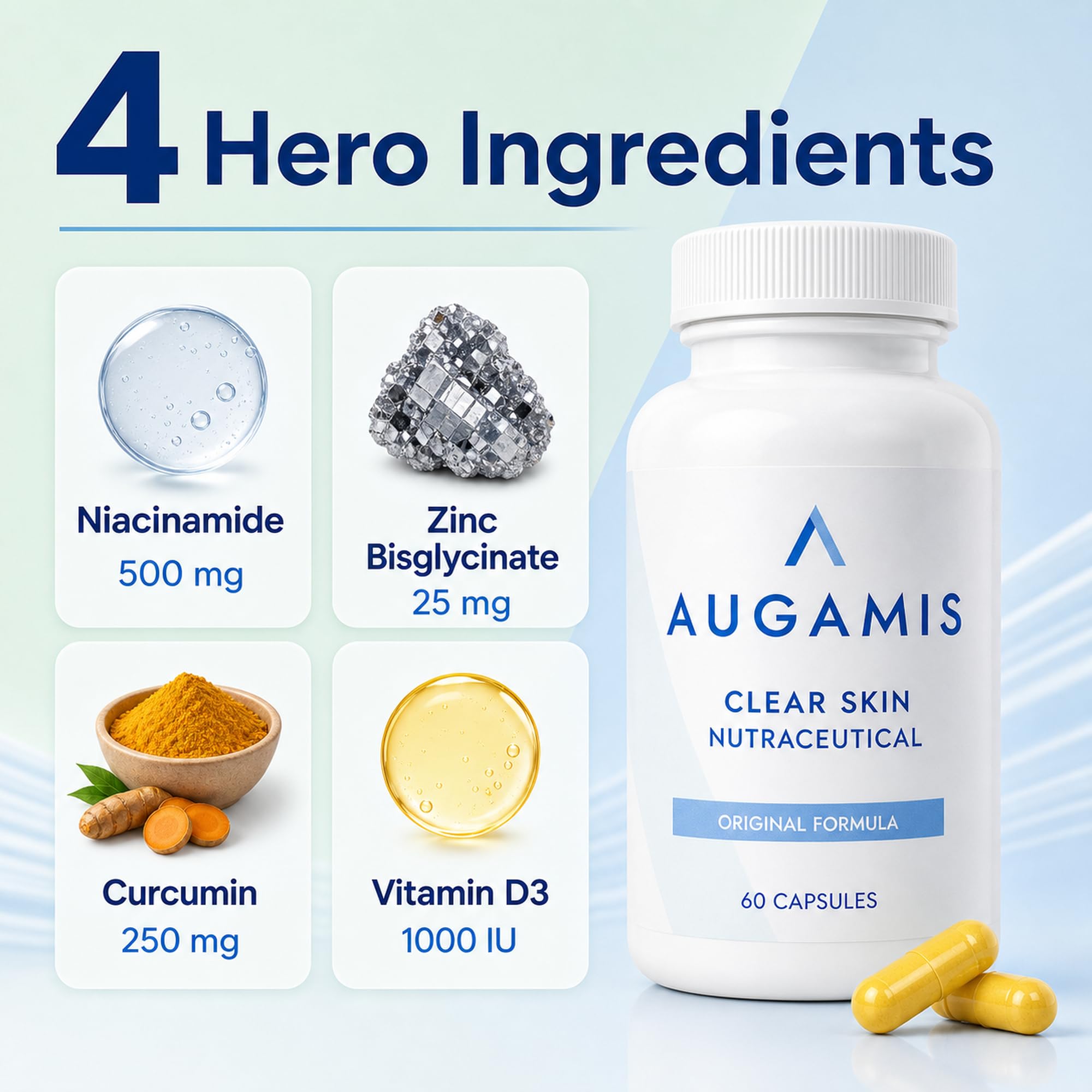 Traitement hormonal de l'acné pour femmes – Sans DIM – (60 gélules, 485 mg) – Médicament contre l'acné sans DIM – Aide à l'acné nodulaire et hormonale – Meilleur traitement de l'acné pour