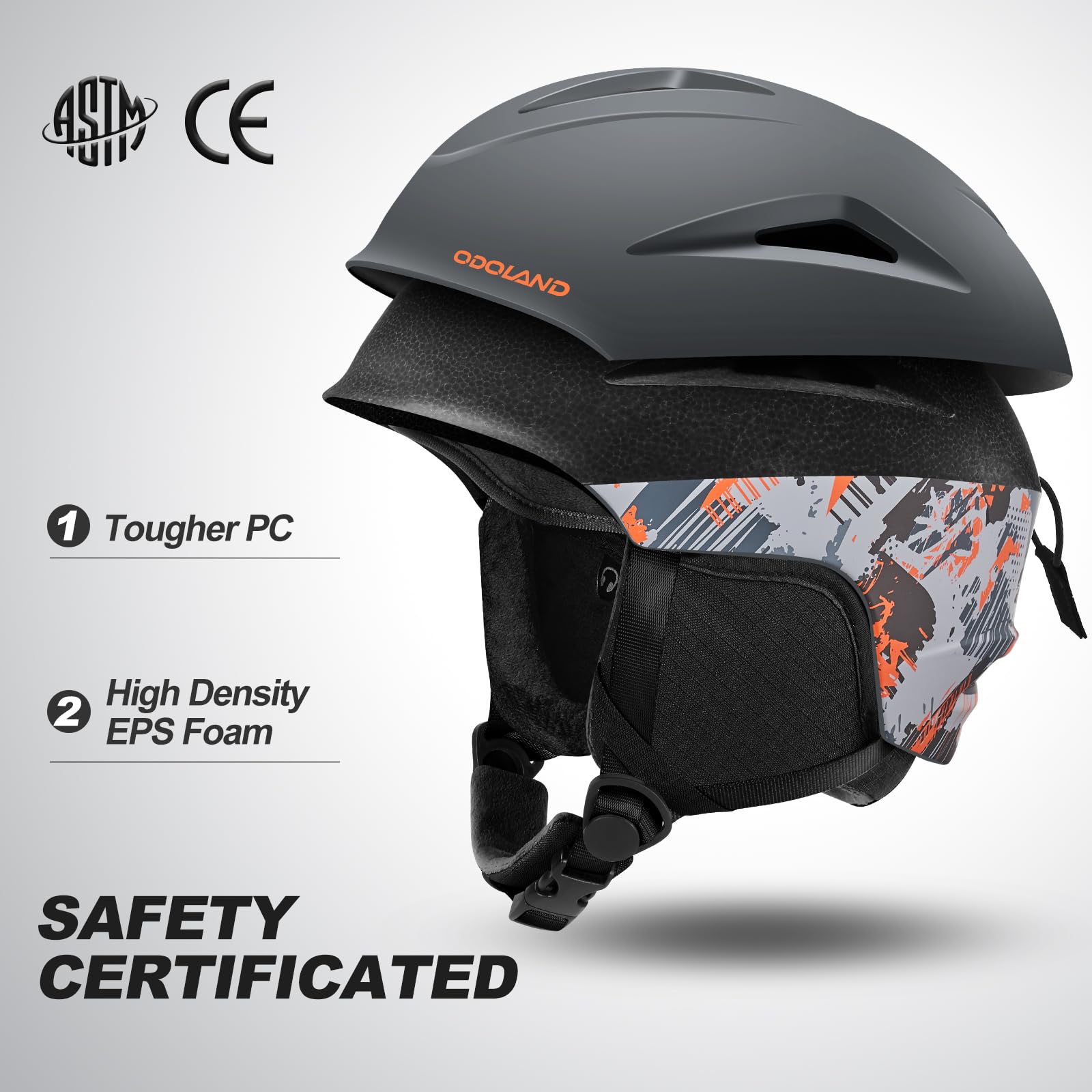 Odoland Casco da Sci per Bambini con Visiera per Ragazzi e Ragazze, Casco da Sci Regolabile con Cinturino con Fibbia Magnetica per Bambini dai 3 ai 12 Anni