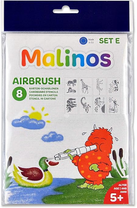 Malinos 301001 Airbrush Schablonen Set E, Afrika, 26x16x0,1 cm, weiß