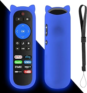 Universal TV Remote for Roku TV with Blue Glow Case, for TCL Hisense Onn Sanyo Philips Sharp JVC Hitachi Element Roku TV Remote, Remote with Netflix Sling Hulu Vudu Starz Amazon HBONOW YouTube Buttons