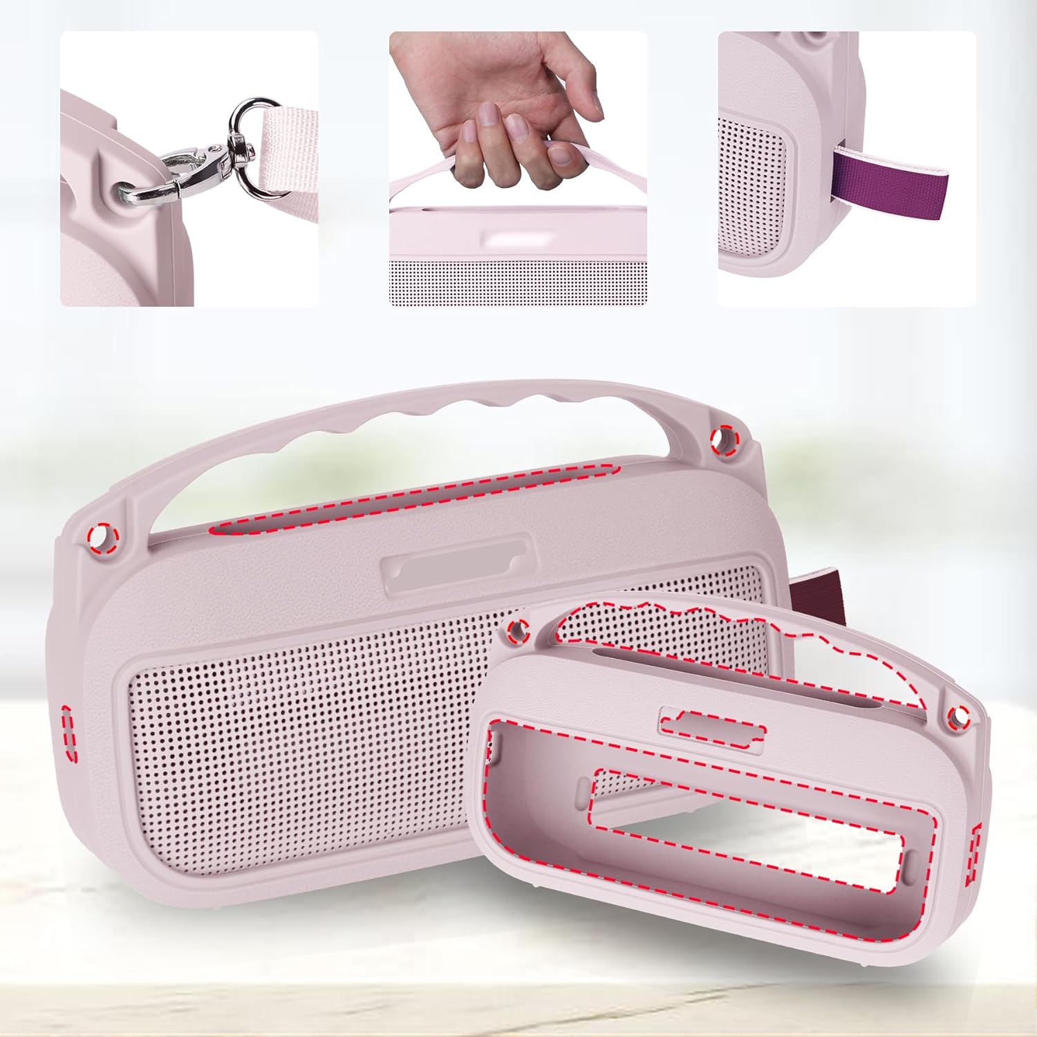Silicone Cover Compatible with Bose SoundLink Flex 2nd Gen/Bose SoundLink Flex Portable Speaker (Petal Pink) - Image 4