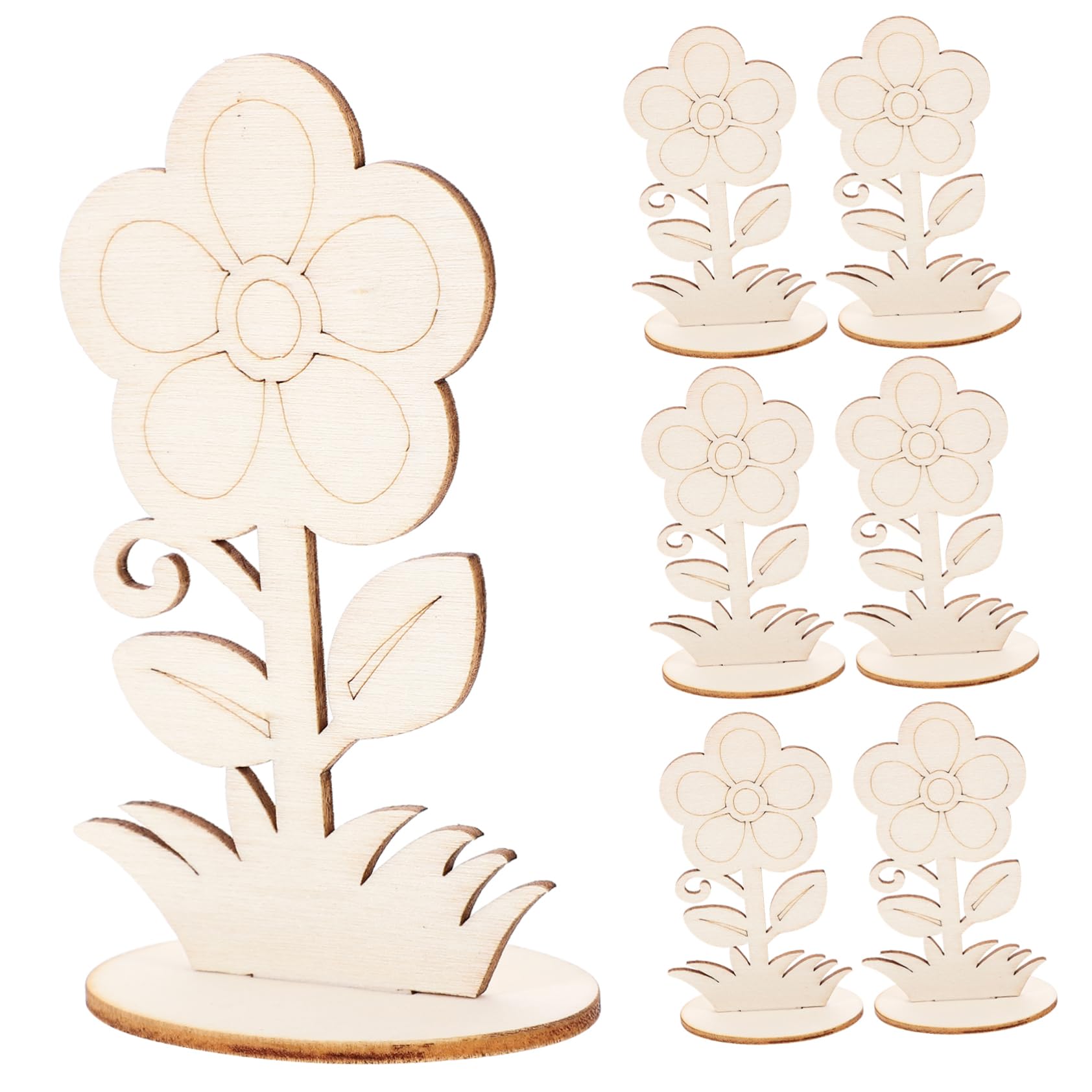 DOITOOL 5 Series Adornos De Madera Decoración Falso Recortes Sin Terminar Manualidades Para Recortes De Flores Para Manualidades Artesanías De Madera En 12 Piezas X 5