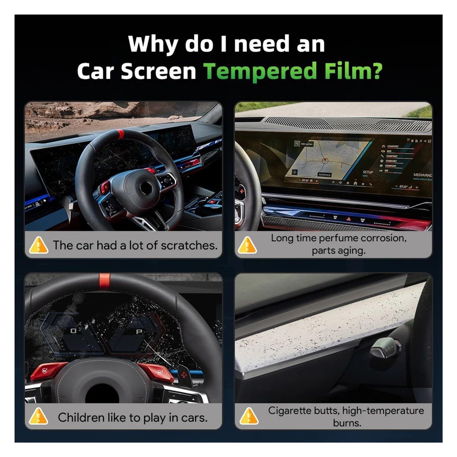 Protector de Pantalla para navegador de Coche BMW Serie 5 G60 2 en 1, Protector de Pantalla de Cristal Templado para Consola Central, Pantalla de navegación GPS y salpicadero.