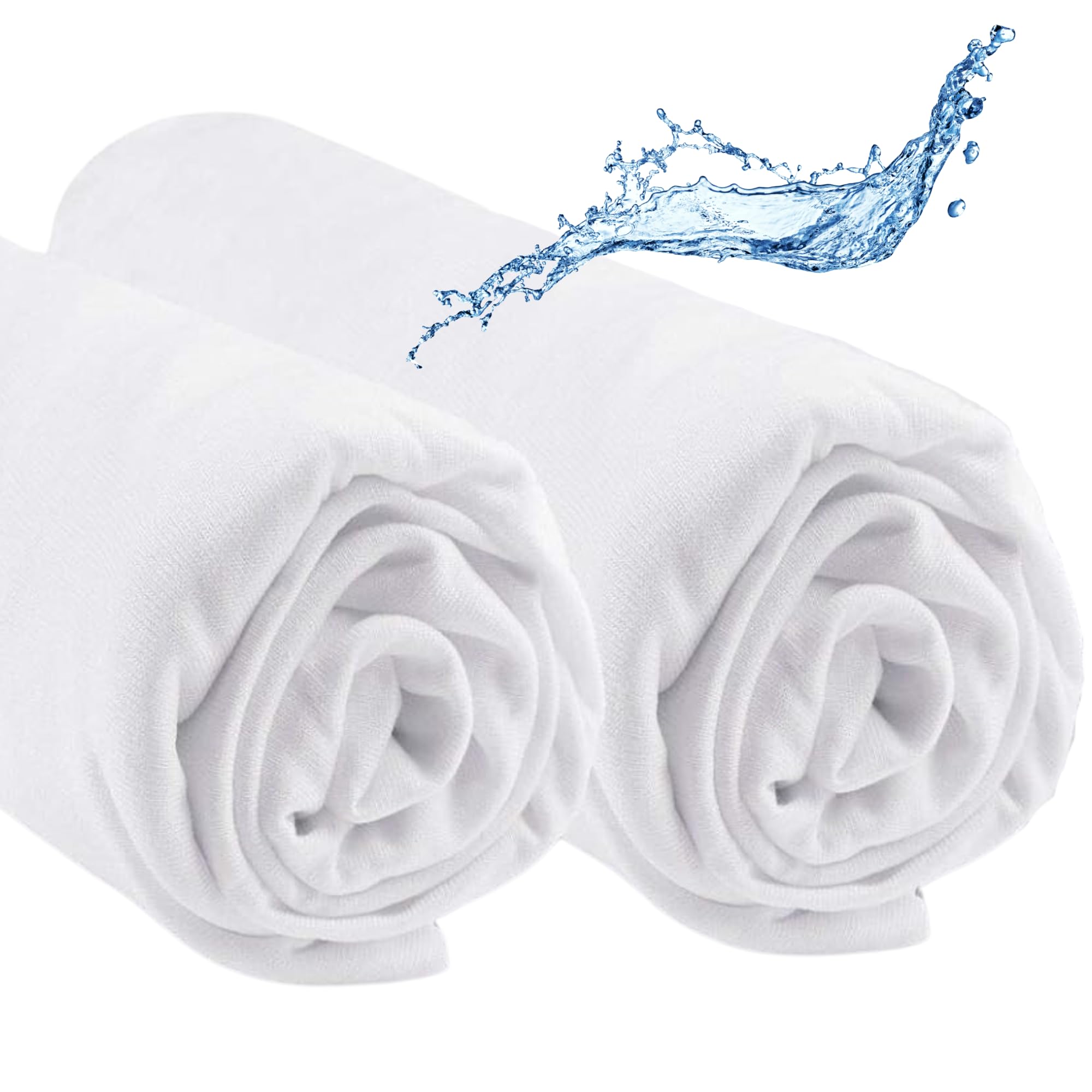 Mokee Lot de 2 Drap Housse Impérmeable 2 en 1 pour Couffin Bébé - Protège Matleas Imperméable pour Nouveau-né - Alèse Couffin Bebé en Jersey de Coton (30 x 70 cm)