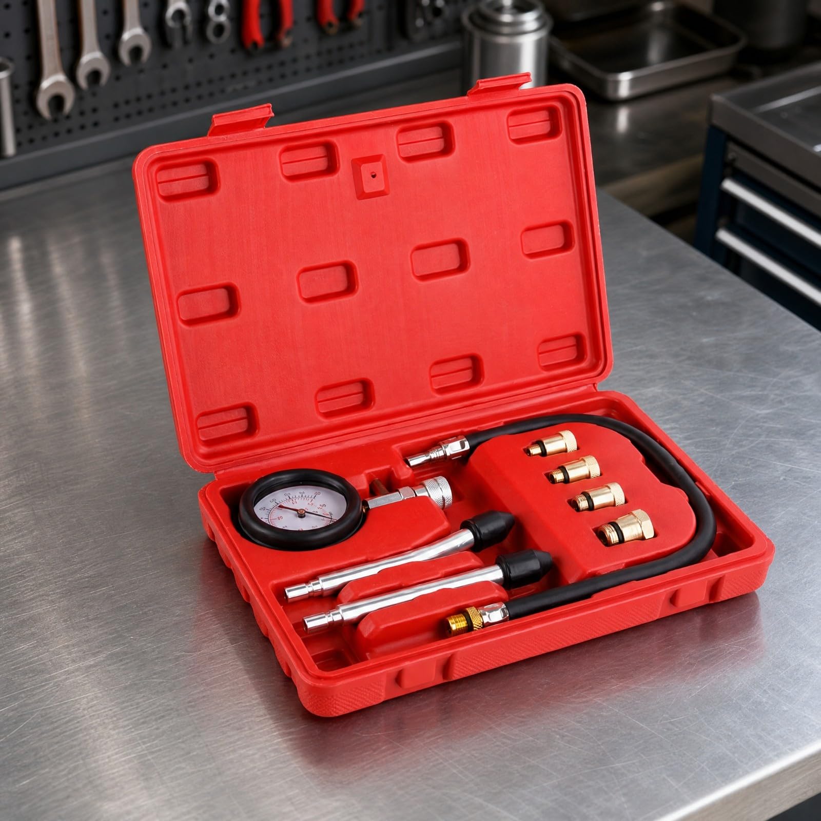 Gralara Kit Controllo Pressione Cilindro con Manometro Doppia in Bar per Verifica Guarnizioni Testata