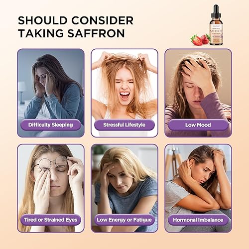 Miniatura 21 de Suplementos liposomales de azafrán, 89 mg de extracto de azafrán en gotas líquidas con Ashwagandha, cúrcuma, vitamina A y D3 para antioxidante