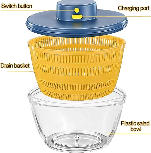 Miniatura 5 de Molinillo grande para ensalada, cuenco de lavado de verduras 3 en 1, ensaladera y lechuga, limpiador de frutas, lavadora de lechuga y frutas de 4.22
