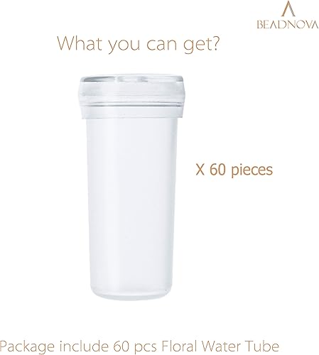 Miniatura 7 de BEADNOVA Tubos de agua florales de plástico de 1.6 pulgadas para viales de flores con tapas para decoración de arreglos florales