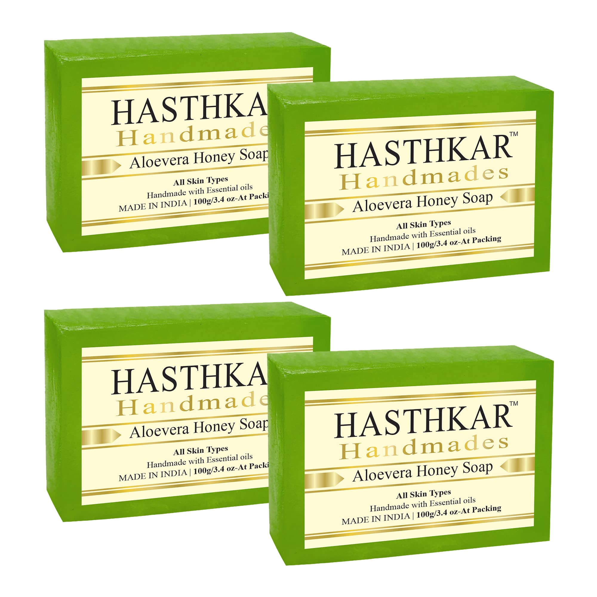 byPureNaturals Hasthkar Handmades Glycerine Aloevera Soap Bathing Bar for Men & Women 100 gm (Pack Of 4)