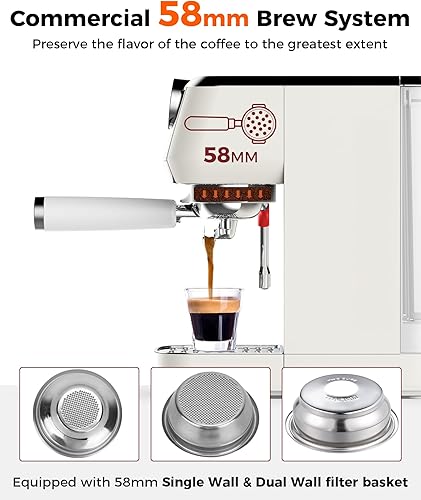 Miniatura 4 de Tuni Máquina de café espresso E2 de 2.283 in - Caldera doble (espuma de leche inmediata)  Control de temperatura PID NTC  Bomba ULKA de 20 bares