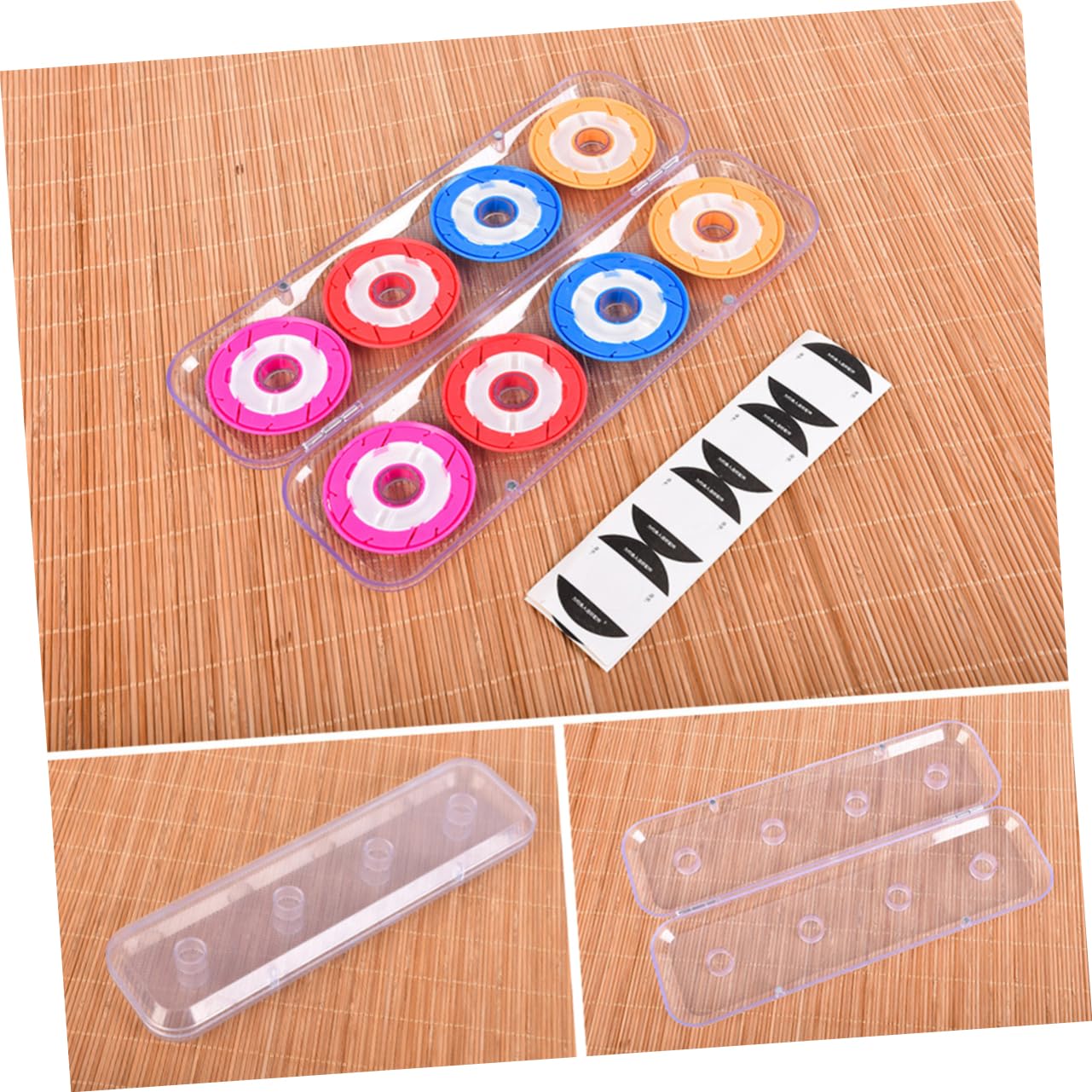 BRIGHTFUFU 1 Pack Fishing Line Holder Silicone Bobbin Spools Round Shape Axis Fishing Reels with Hard Storage Box