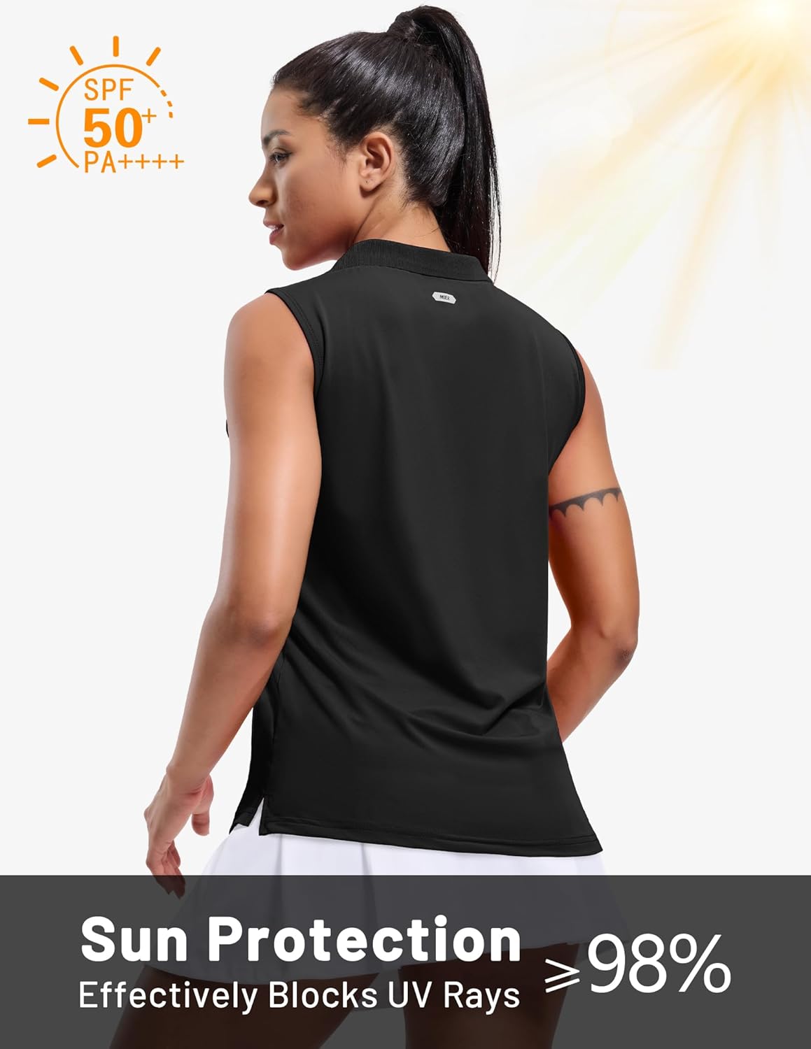 MIER Women's Sleeveless Golf Polo Shirts Dry Fit Collared Tank Tops V Neck Ribbed Athletic Tennis Shirt, Moisture Wicking - Image 2